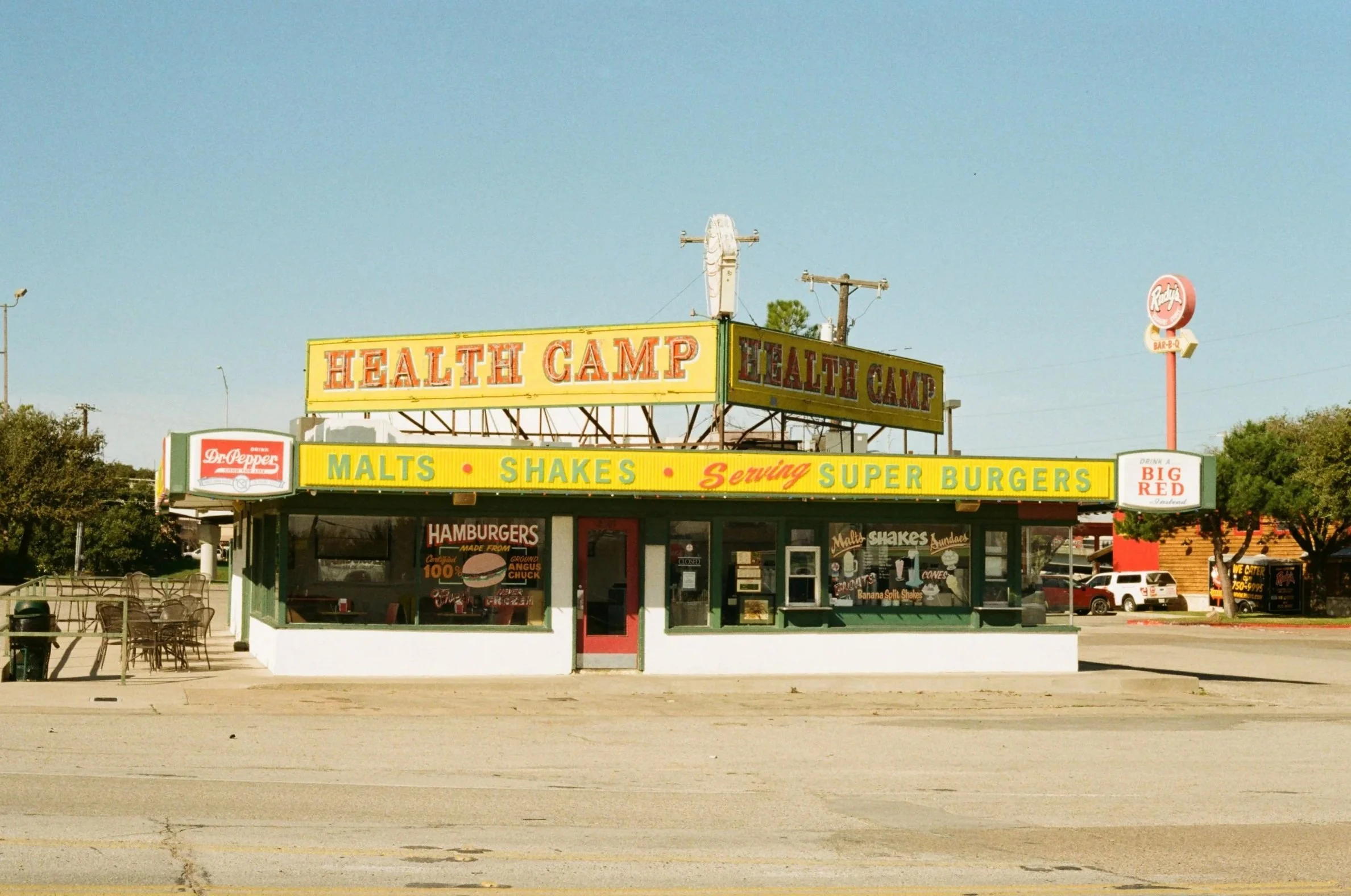 An original image of Health Camp Restaurant in Waco, Texas.