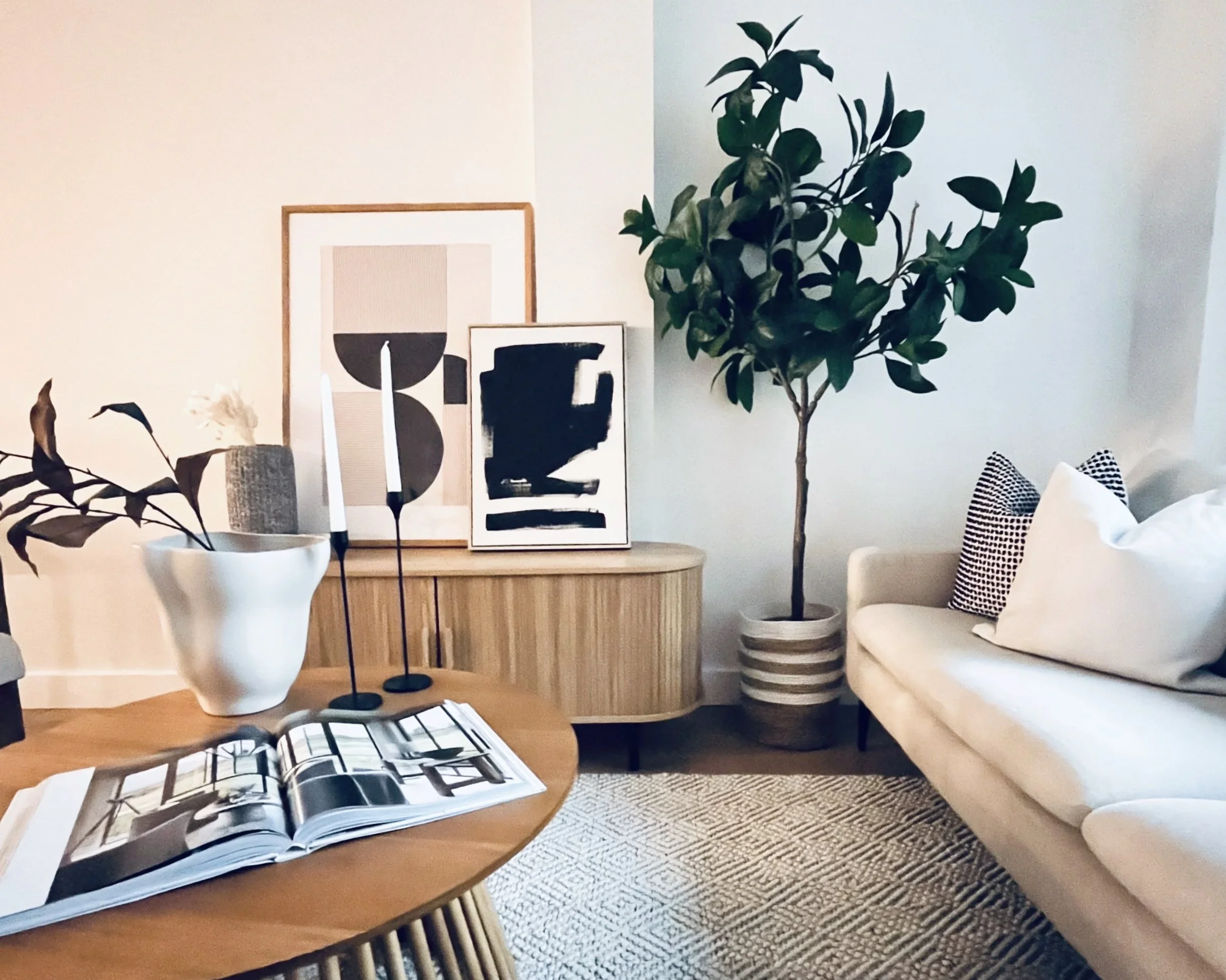 Premium vacant living room staging designed to maximize space and define everyday living zones.