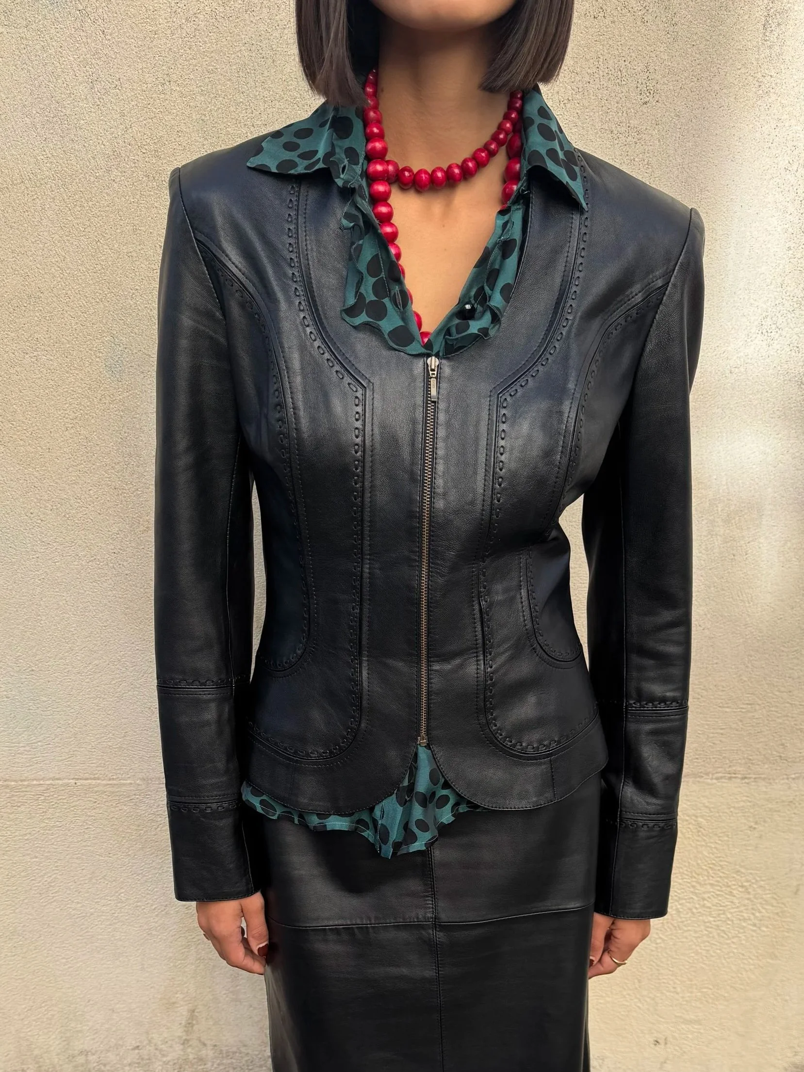 Leather fitted jacket