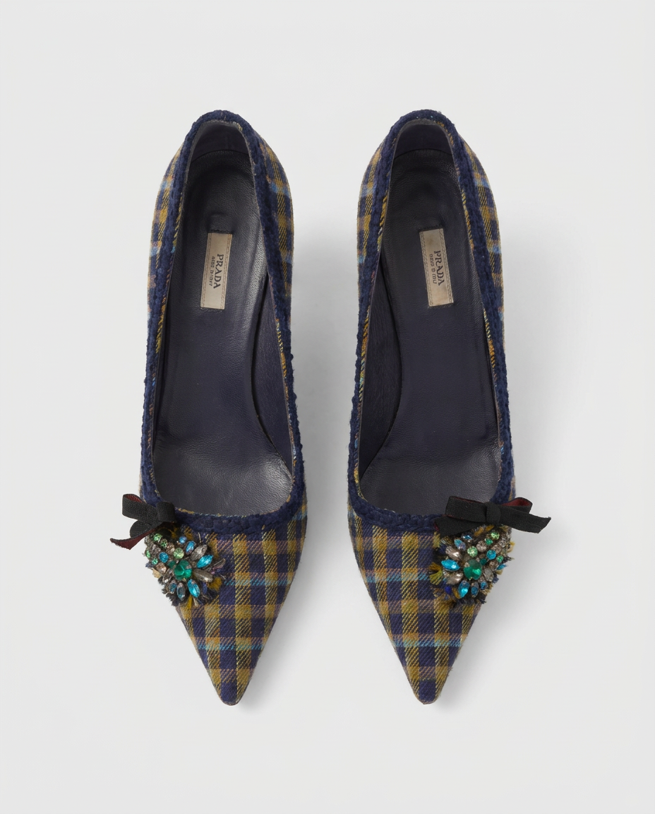 Prada checked heels