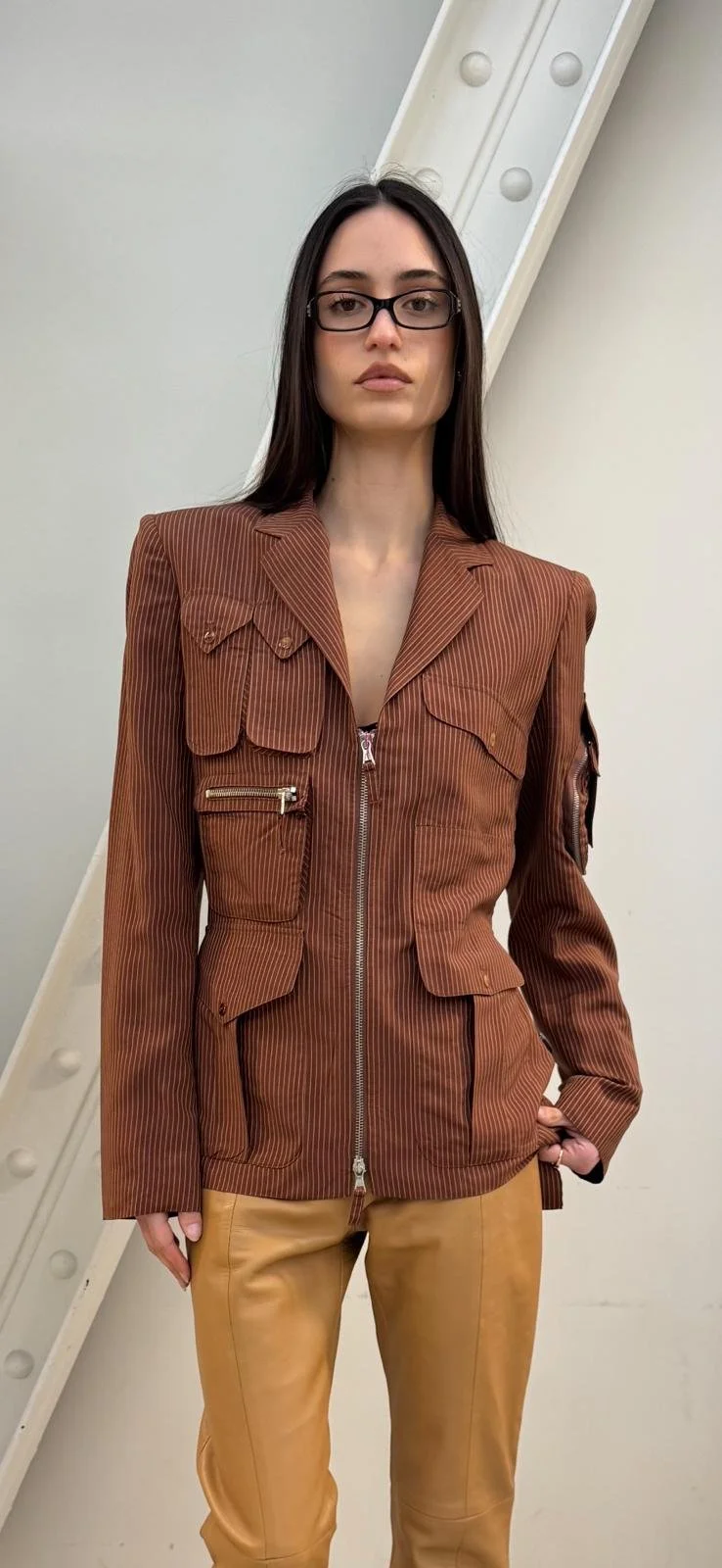 Jean-Paul Gaultier striped cargo blazer