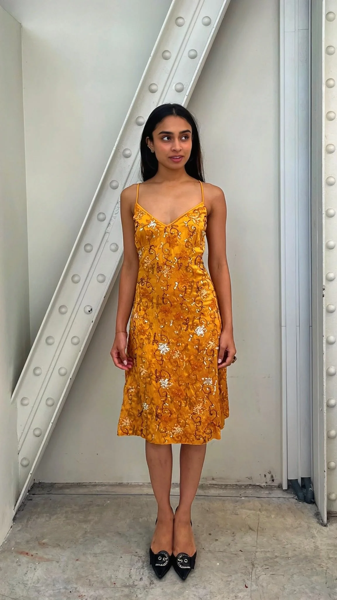 Tres Ibiza all over beaded orange dress