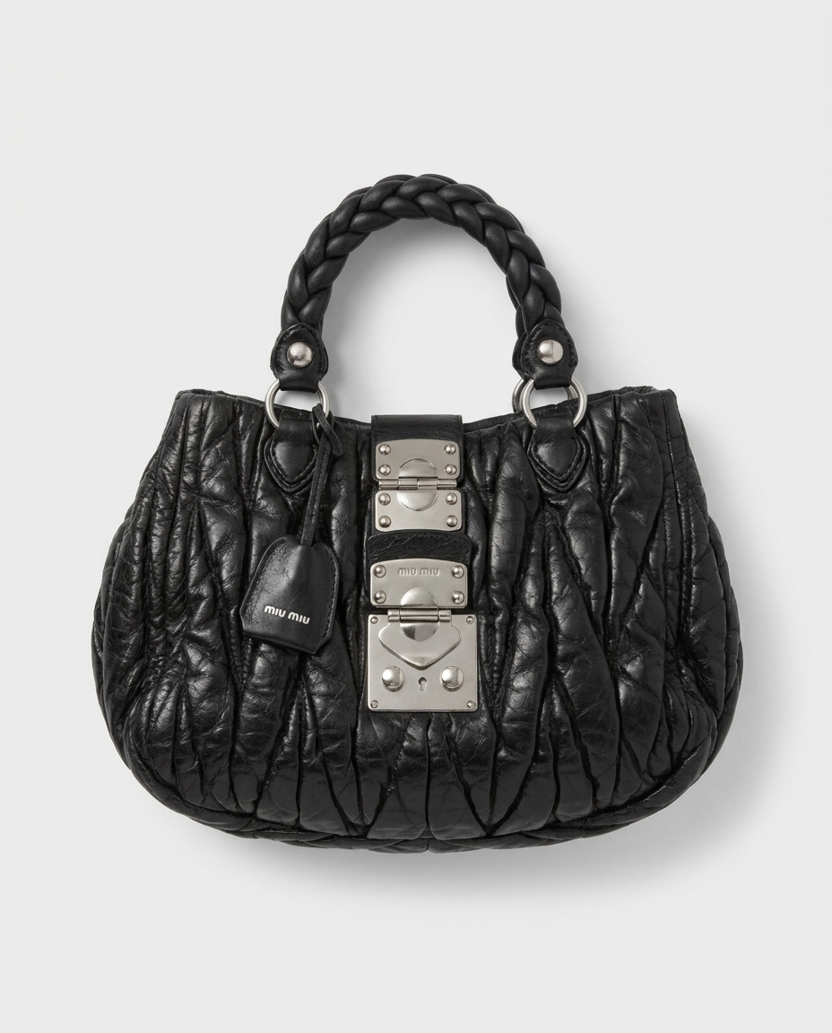Small Miu Miu pleated leather bag