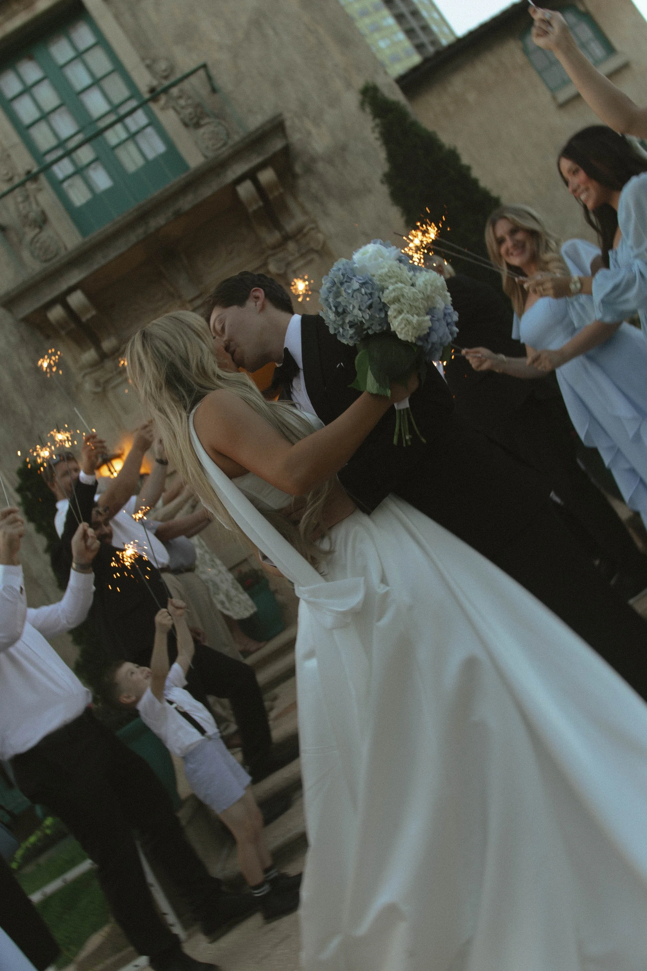 Tulsa Oklahoma wedding photographer capturing a sparkler exit at Dresser Mansion