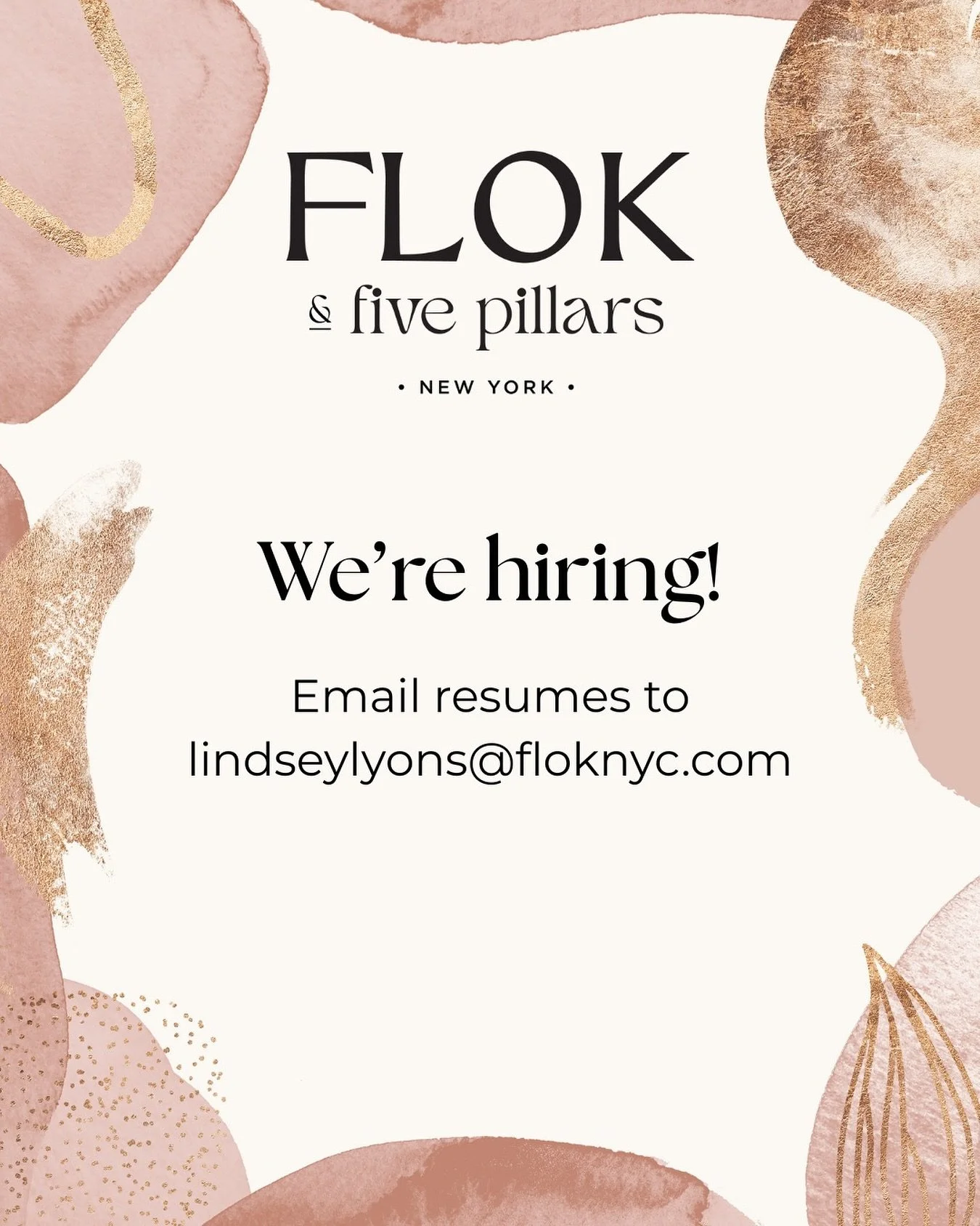 We&rsquo;re growing the FLOK! 🌿
Front desk + shop staff positions now open &mdash; come join the team.
📩 Email your resume + availability to lindseylyons@floknyc.com
