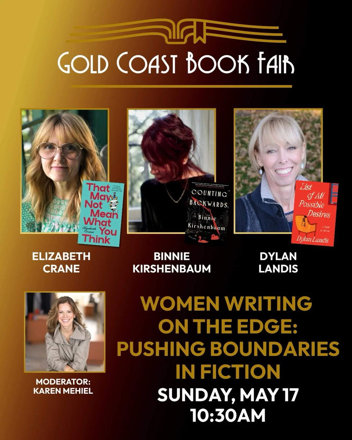 We&rsquo;re excited to share that FLOK NYC founder Karen Mehiel will be moderating &ldquo;Women Writing on the Edge: Pushing Boundaries in Fiction&rdquo; at the Gold Coast Book Fair.

Join Karen alongside Heather Aimee O&rsquo;Neill, Honor Jones, and