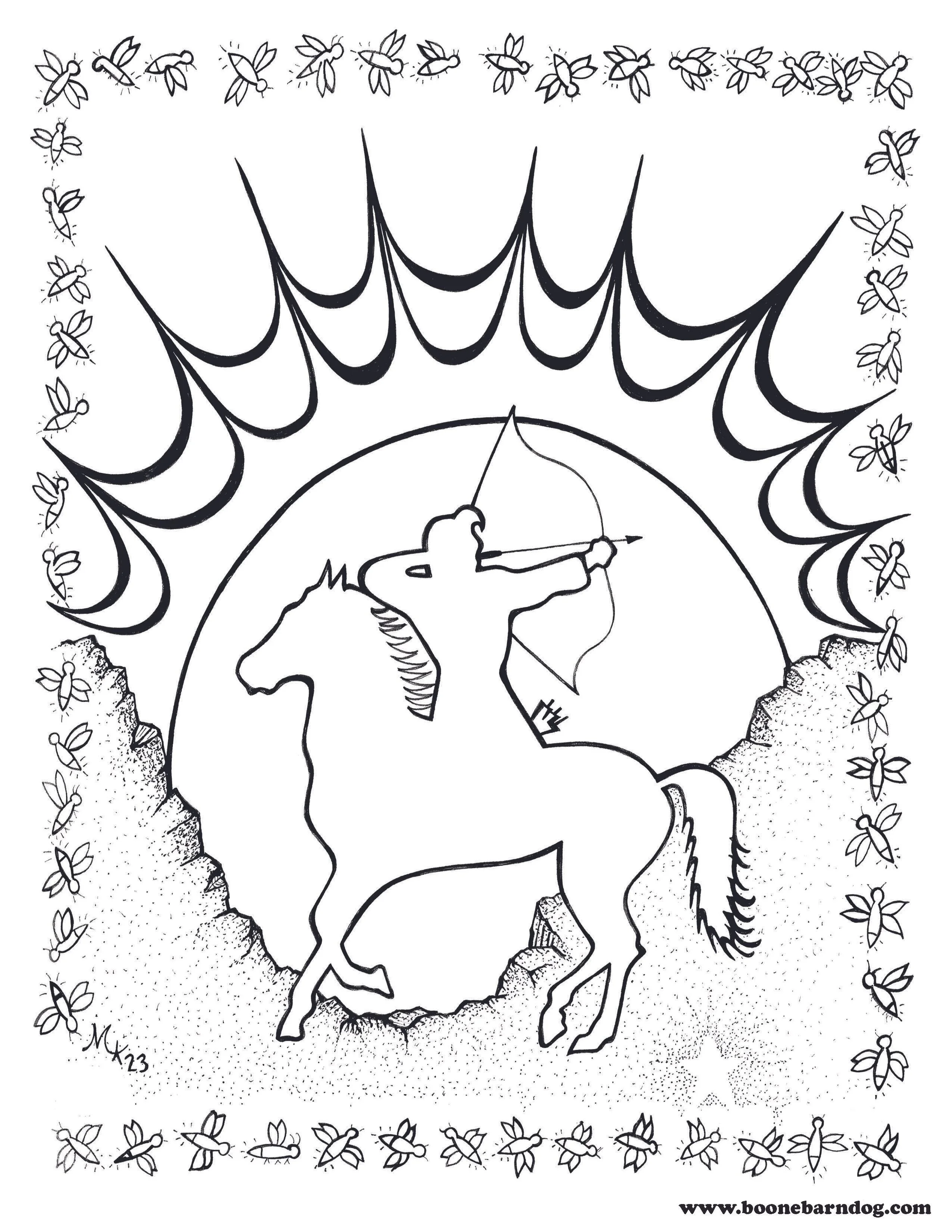 Archer on Horse - EZ ColorMe - "Print-at-Home" Poster