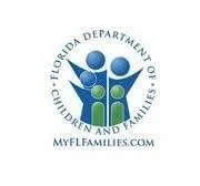 Logo of Florida Department of Children and Families with a stylized figure of two children and an adult inside a circular design.