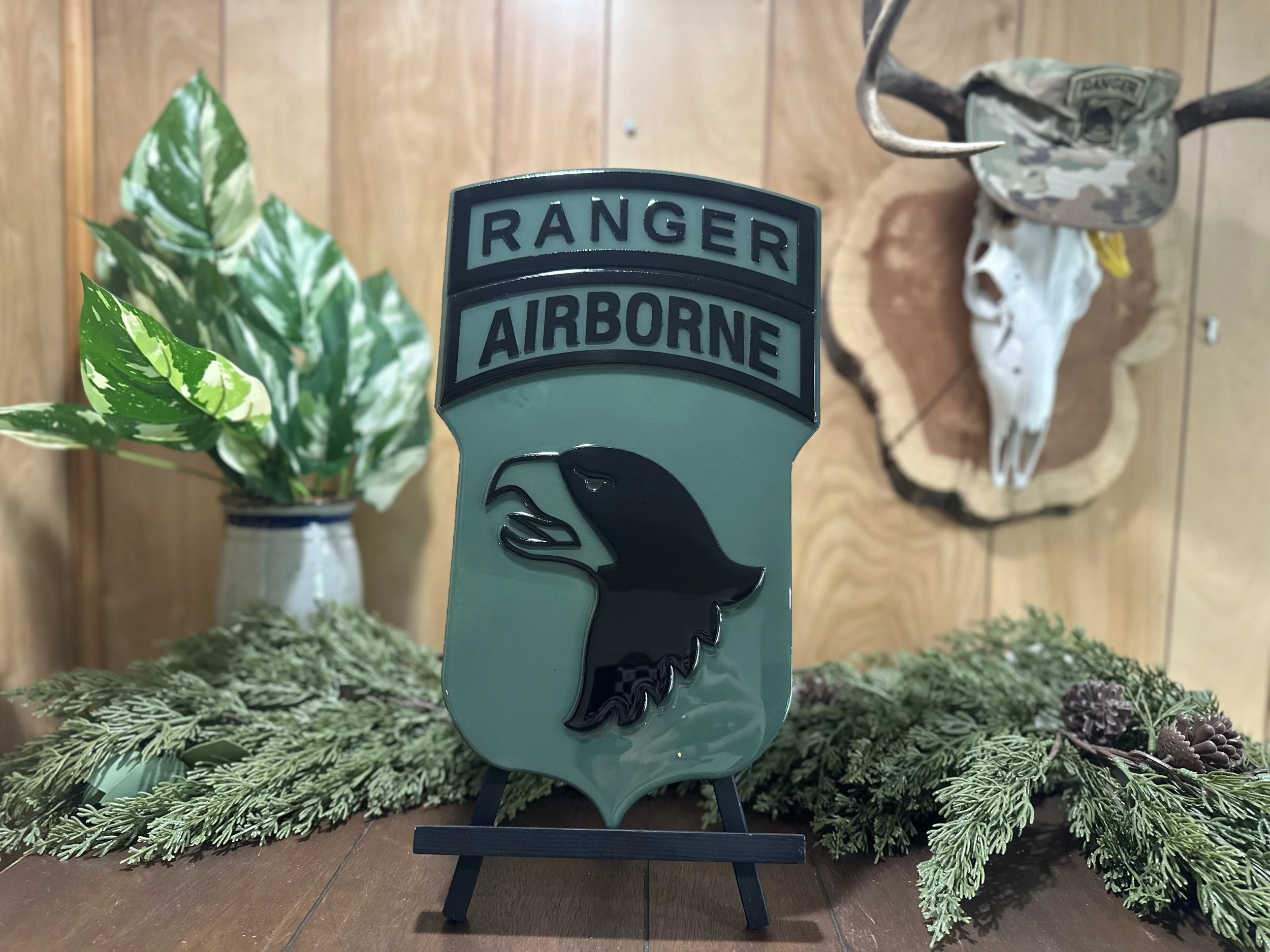 101st Airborne sign with Ranger Tab