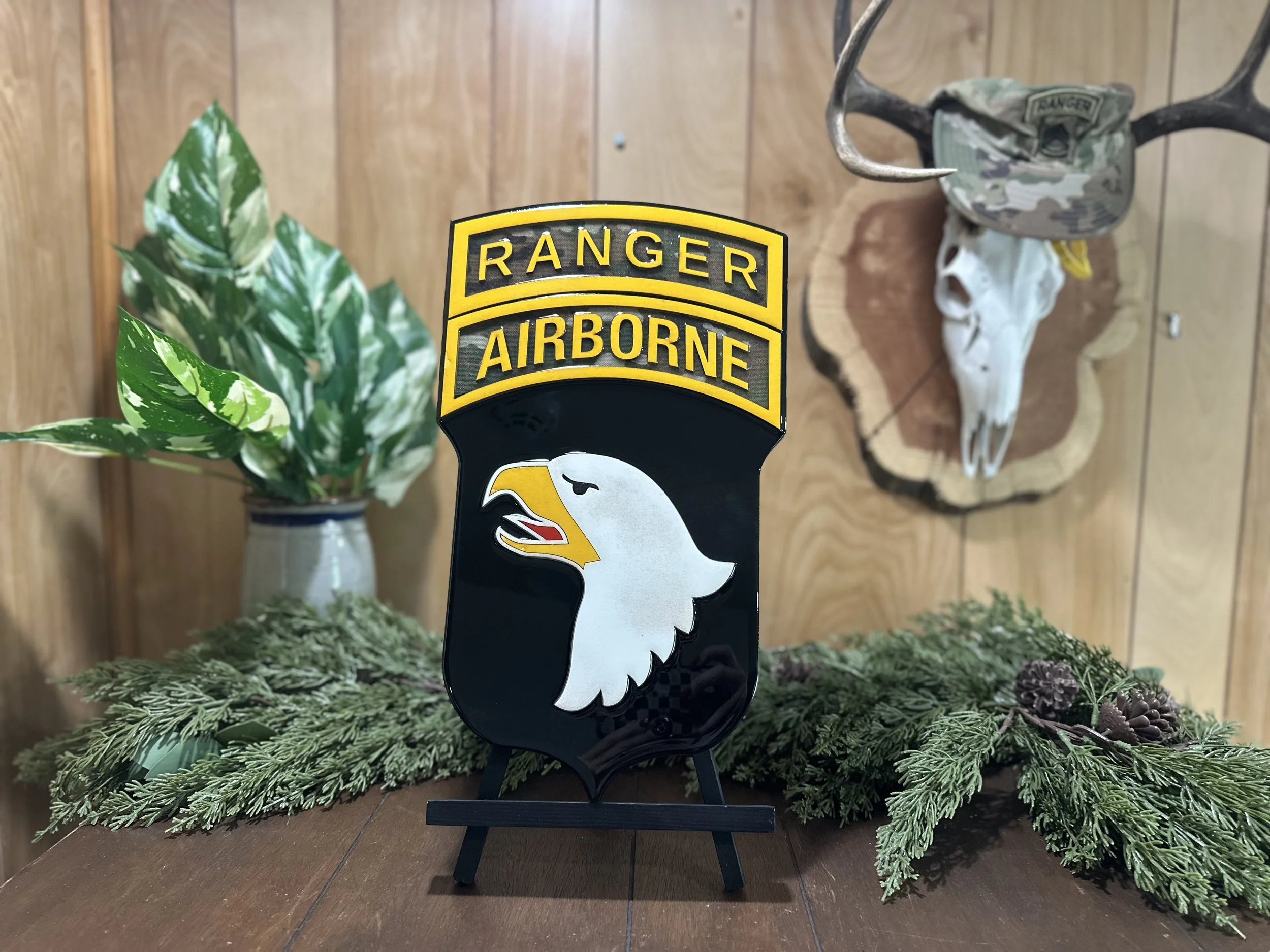 101st Airborne sign with Ranger Tab