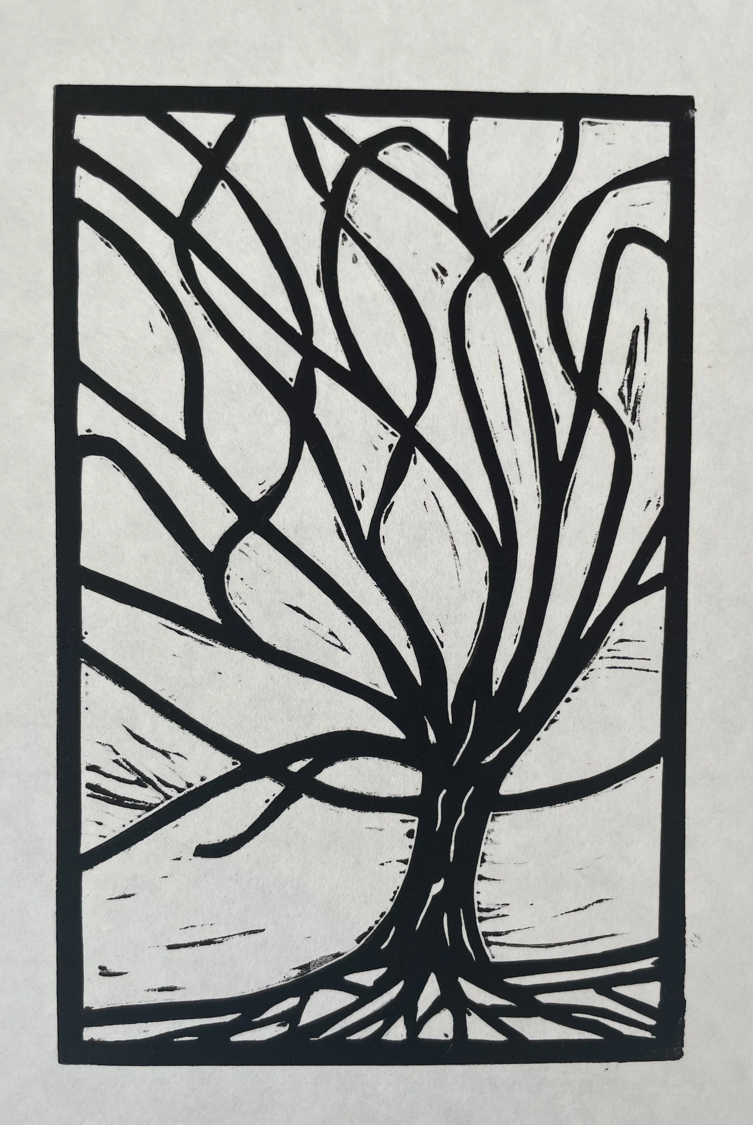 Tree ribbons (Linocut)