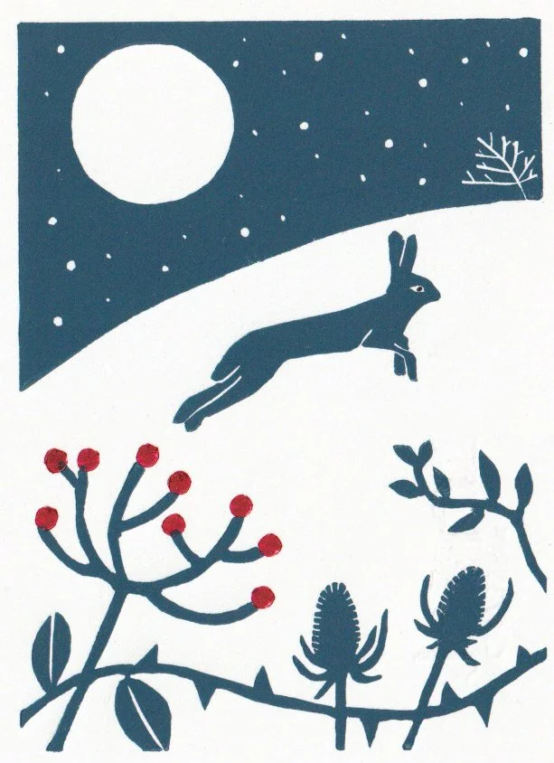 Snow hare (Linocut)