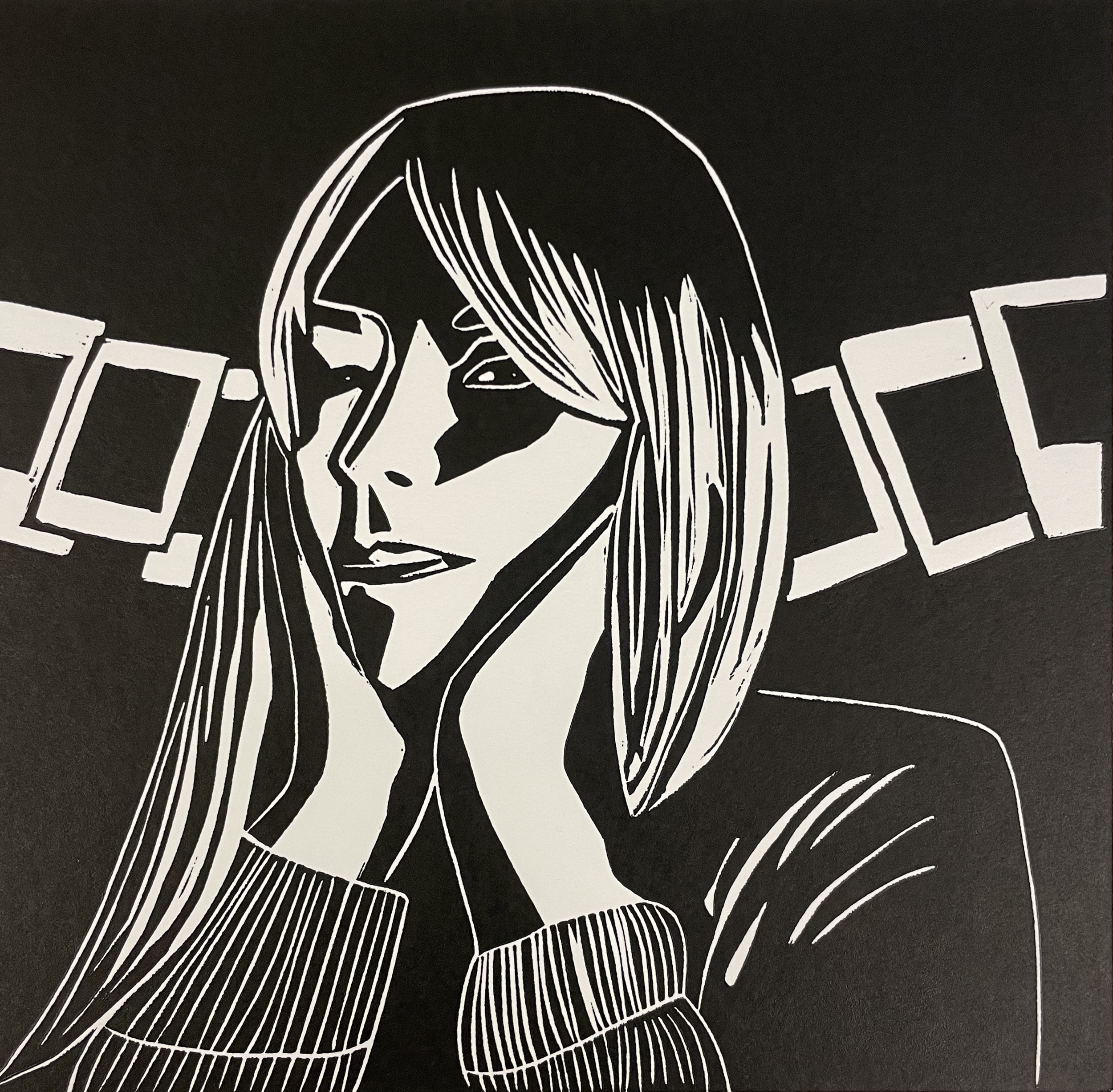 Self portrait (Lino cut)
