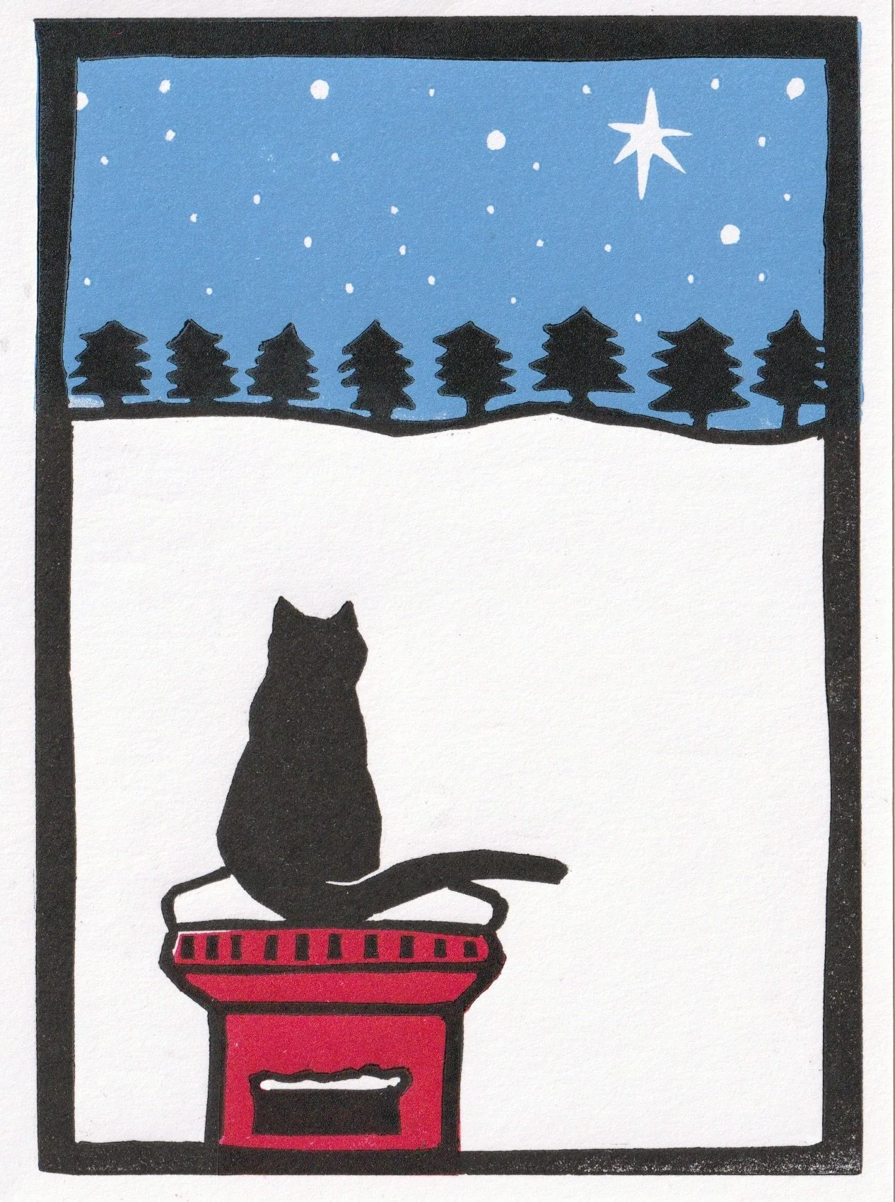 Cat on a postbox (Linocut)