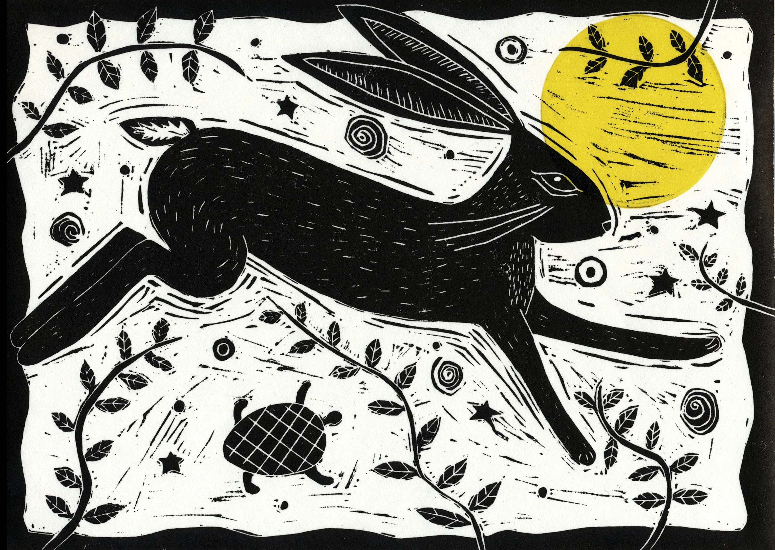 March hare (Linocut)
