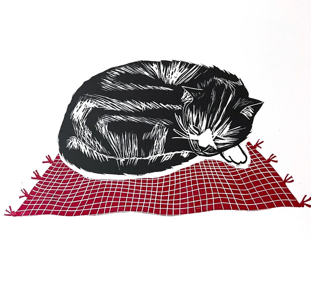Cat on a Mat
(Linocut)