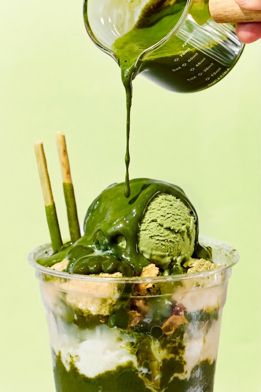 Matcha HANKKi Bingsu with Korean shaved ice and green tea topping