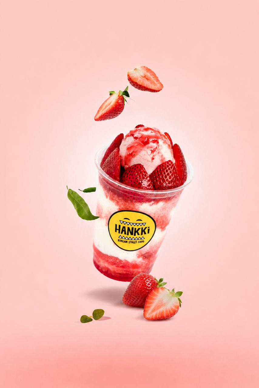 Strawberry HANKKi Bingsu Korean shaved ice dessert in Calgary