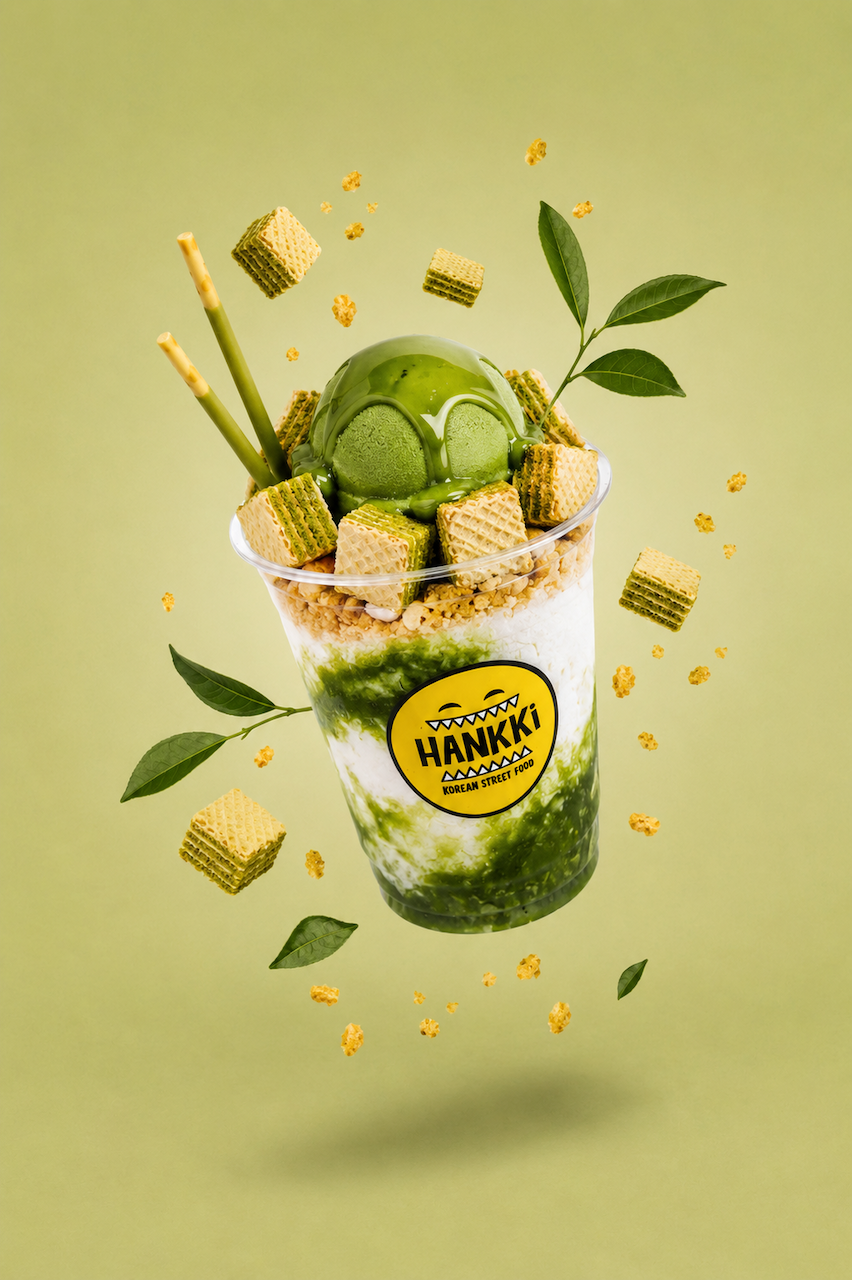 HANKKi Matcha Bingsu with green tea ice cream and Korean shaved ice