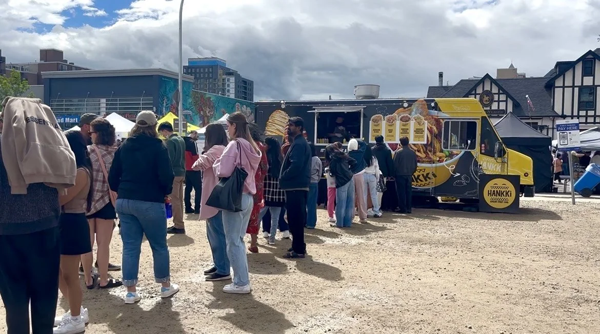 Customers lining up at the HANKKi Food Truck during Lilac Festival in Calgary
