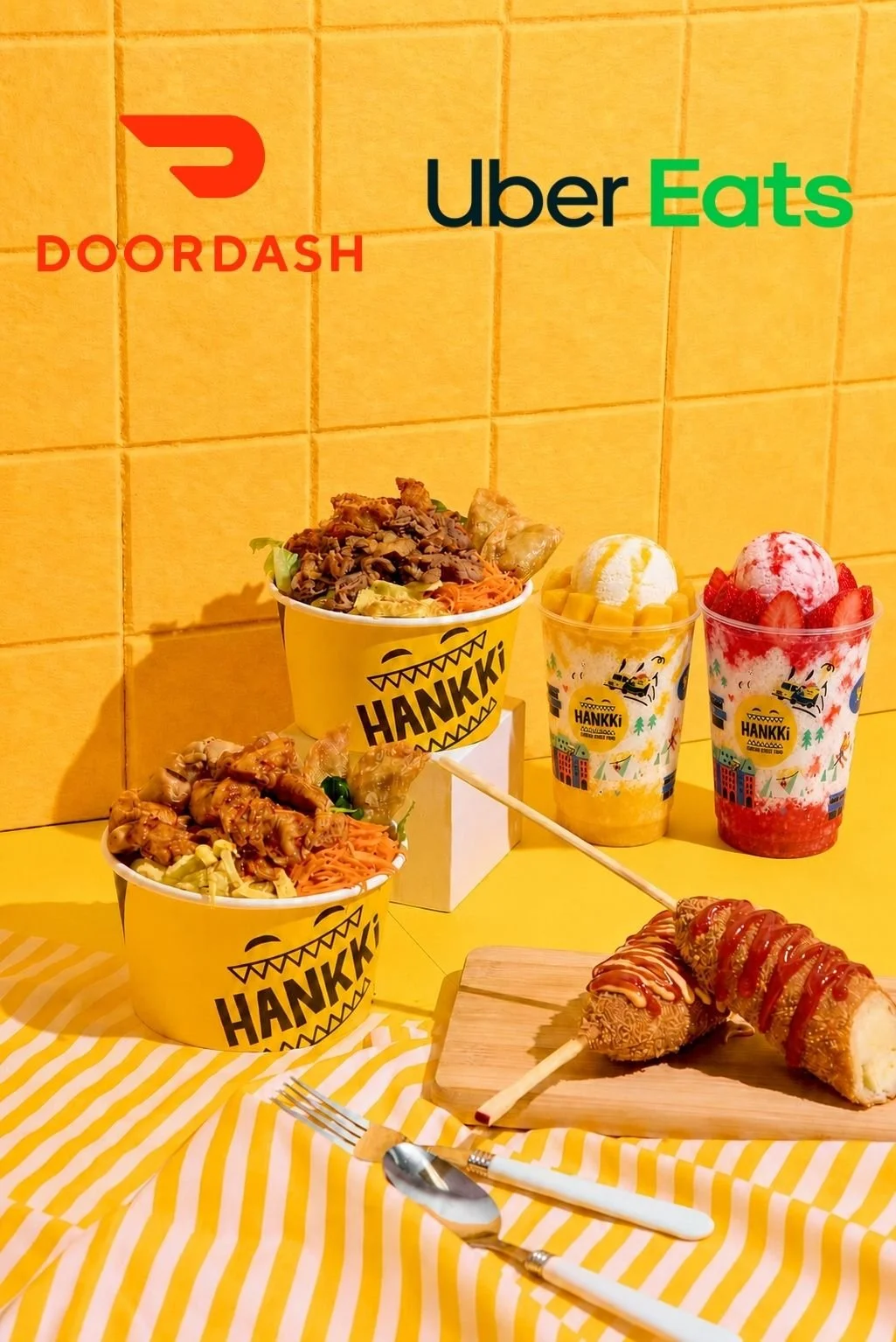 HANKKi Forest Lawn Mango and Strawberry Bingsu available for delivery through DoorDash and Uber Eats in Calgary
