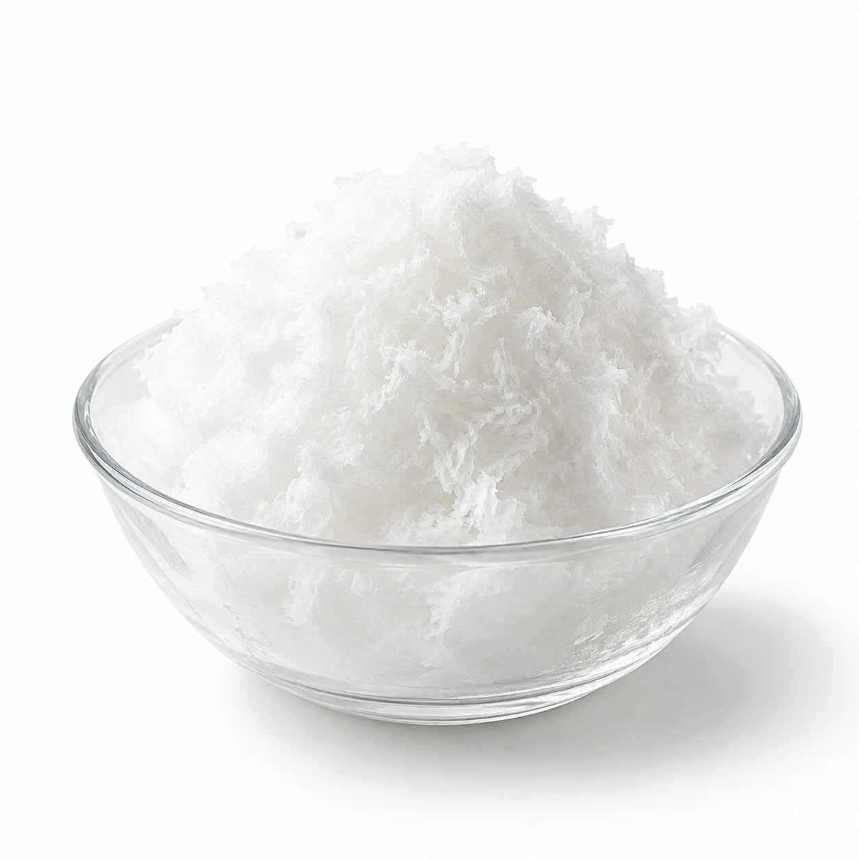 Finely shaved milk ice with a soft and fluffy snow-like texture used to make Korean Bingsu