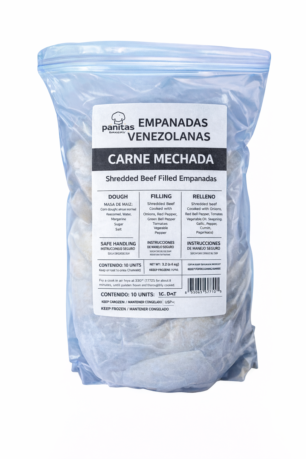 Empanadas Venezolanas de Carne Mechada / Shredded Beef – Frozen (10 unidades)