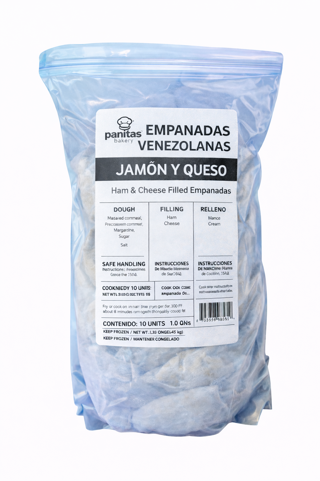 Empanadas Venezolanas de Jamon y Queso /  Ham & Cheese – Frozen (10 unidades)