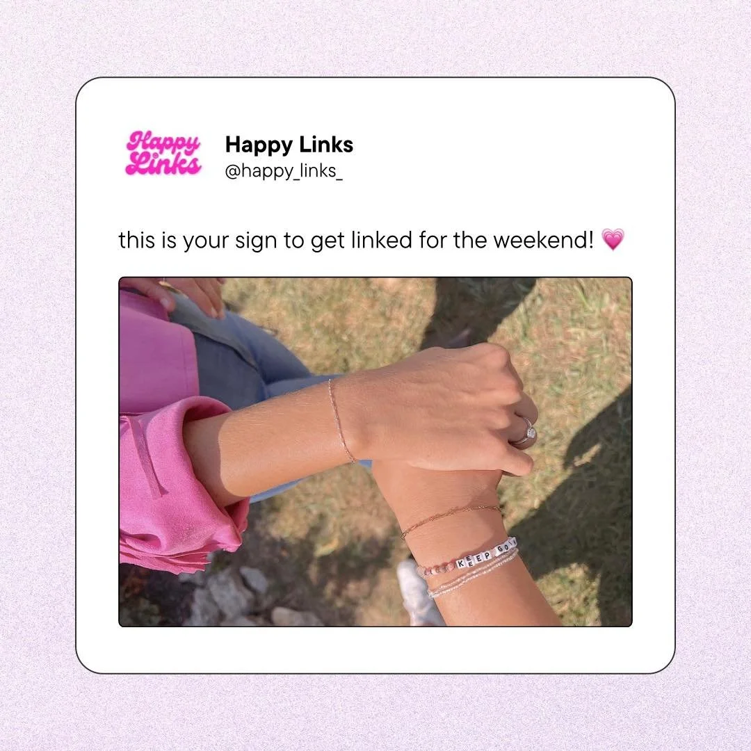 weekend plans made! 😍 come create your dream jewelry stack with us ✨

#happylinks #permanentjewelry #permanentbracelet