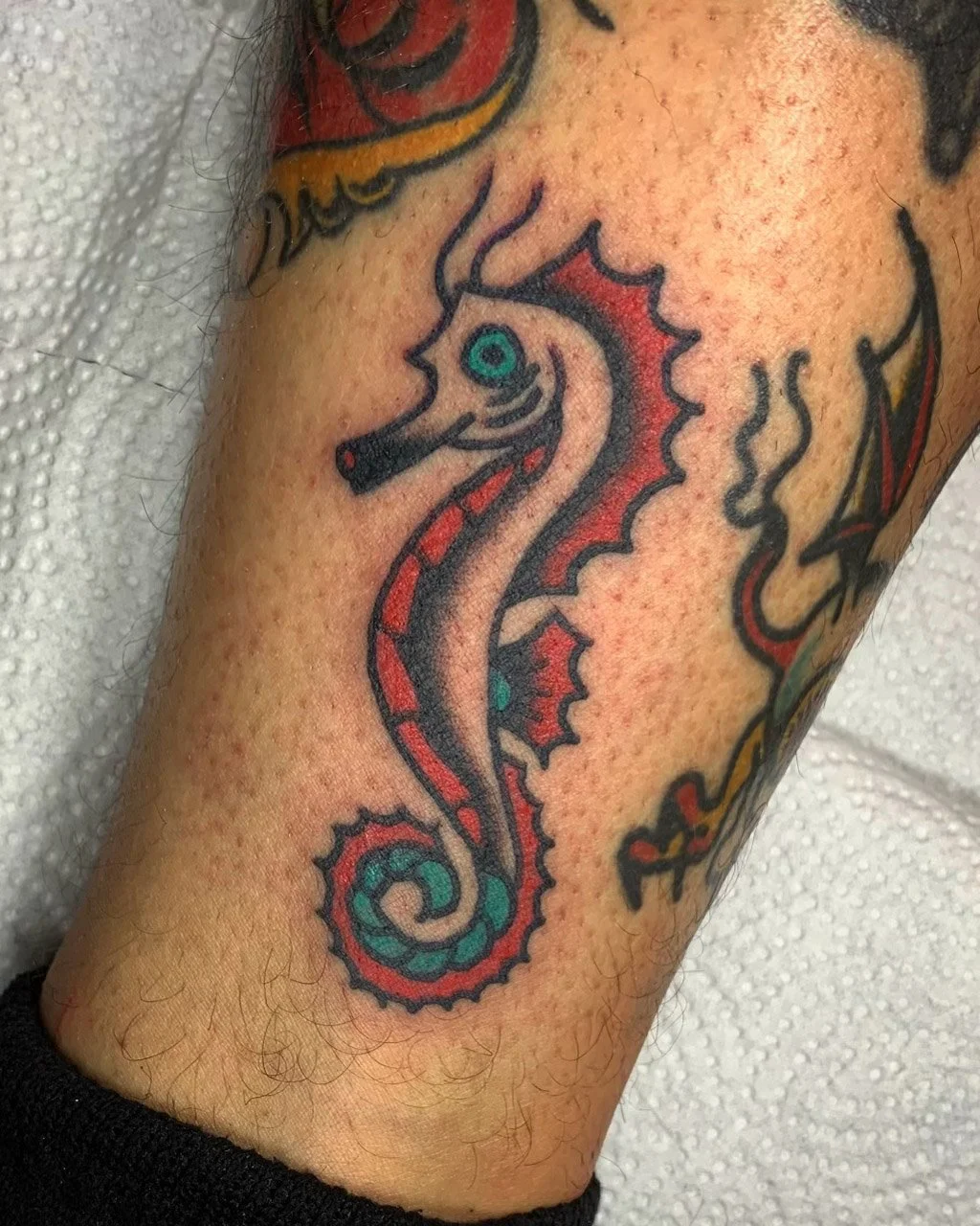 American Traditional Seahorse Tattoo