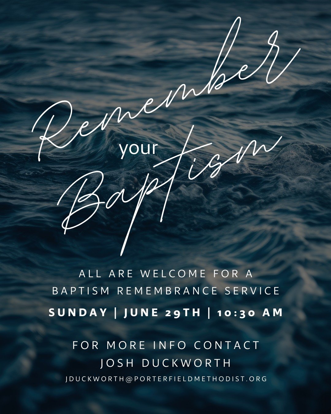 โจ Remember Your Baptism Service โจ
Join us for a special Combined Worship Service on Sunday, July 29th at 10:30 AM as we come together to reflect on and celebrate the gift of baptism.
Whether you’re interested in remembering your baptism or bei