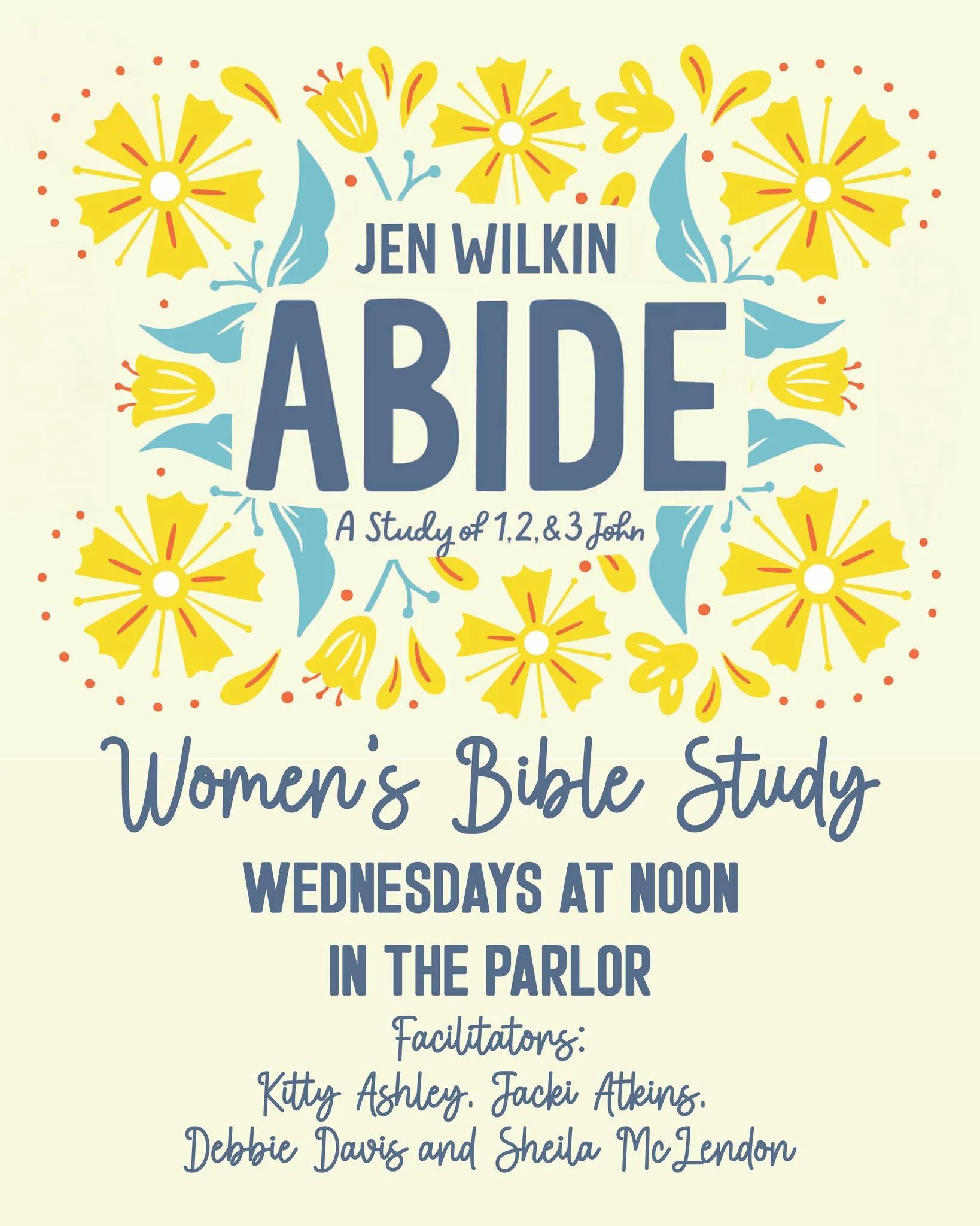 📖 New Women’s Bible Study: Abide by Jen Wilkin
Join us this fall as we dive into Abide by Jen Wilkin — a rich study of 1st, 2nd, and 3rd John that invites us to remain steadfast in truth and love.
🗓 Begins Wednesday, September 3rd
🕛