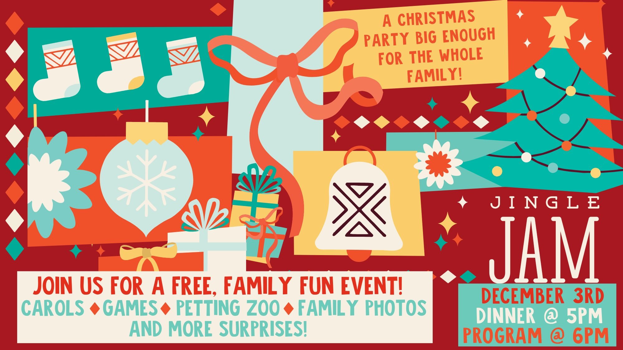 Mark your calendars! 🔔 Jingle Jam is happening December 3rd! We hope you will join us, and bring a friend or two, for this fun, festive event.🎄