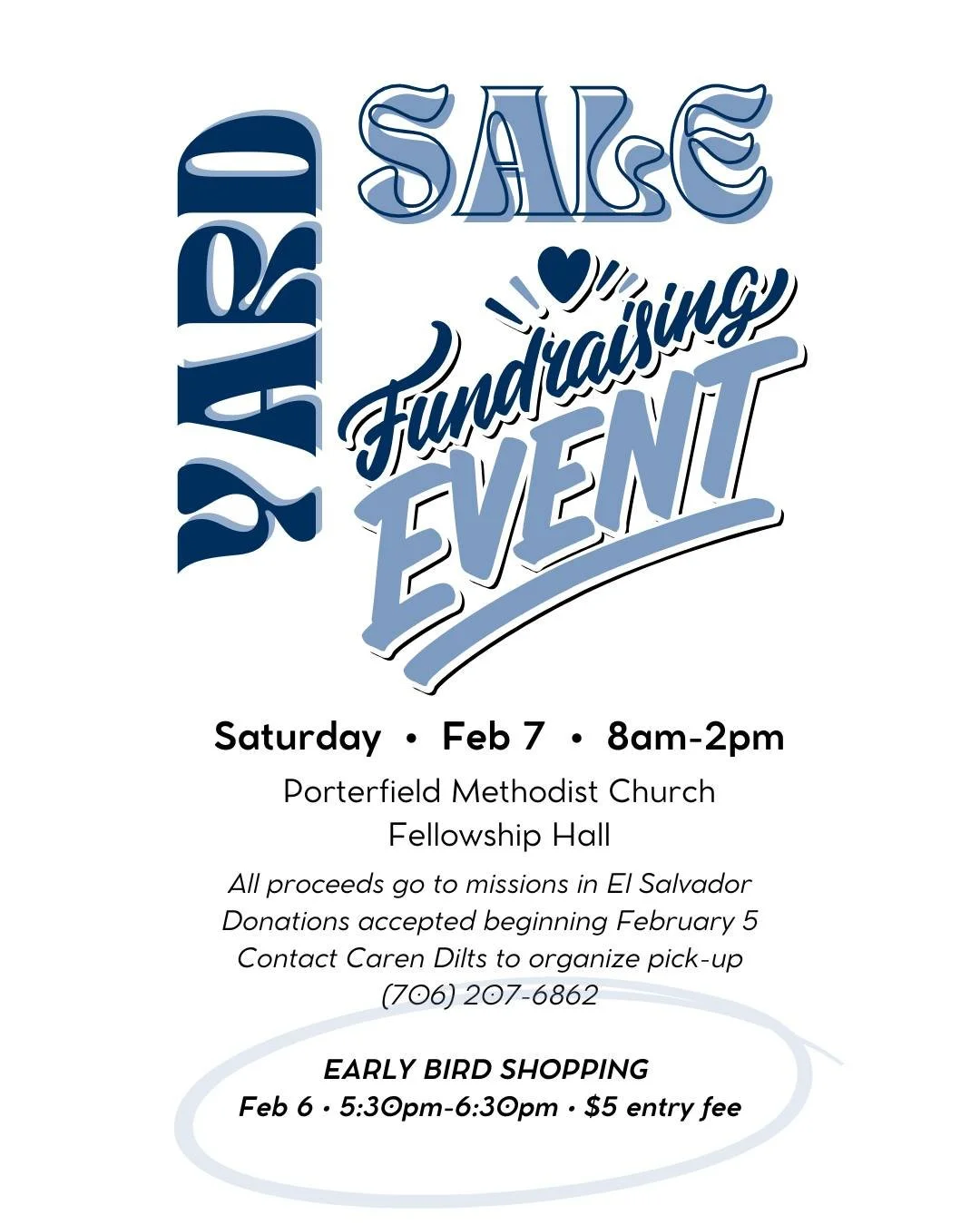 Is God calling you to support our ministry in El Salvador? Apply to join the mission team by Friday, February 16, or partner from home by donating gently used items to our yard sale. Donations begin February 5, and early bird shopping starts February