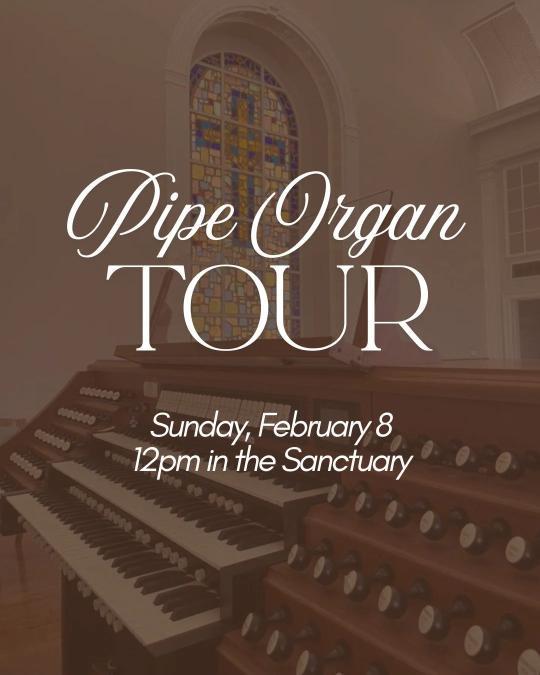 Did you know that there are components of our pipe organ that are over 100 years old? Or that over two thirds of the organ pipes are housed in chambers on either side of the choir loft? You're invited to take a closer look tomorrow, directly followin