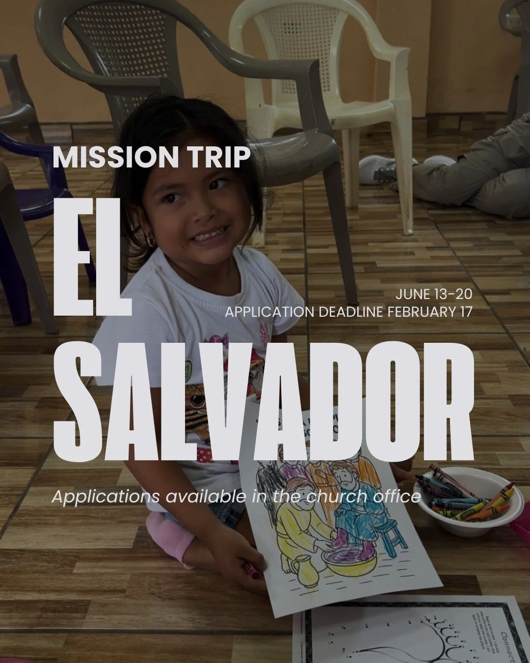 Be sure to pick up a mission trip application while you're at church tomorrow, because the deadline to apply is TUESDAY!
