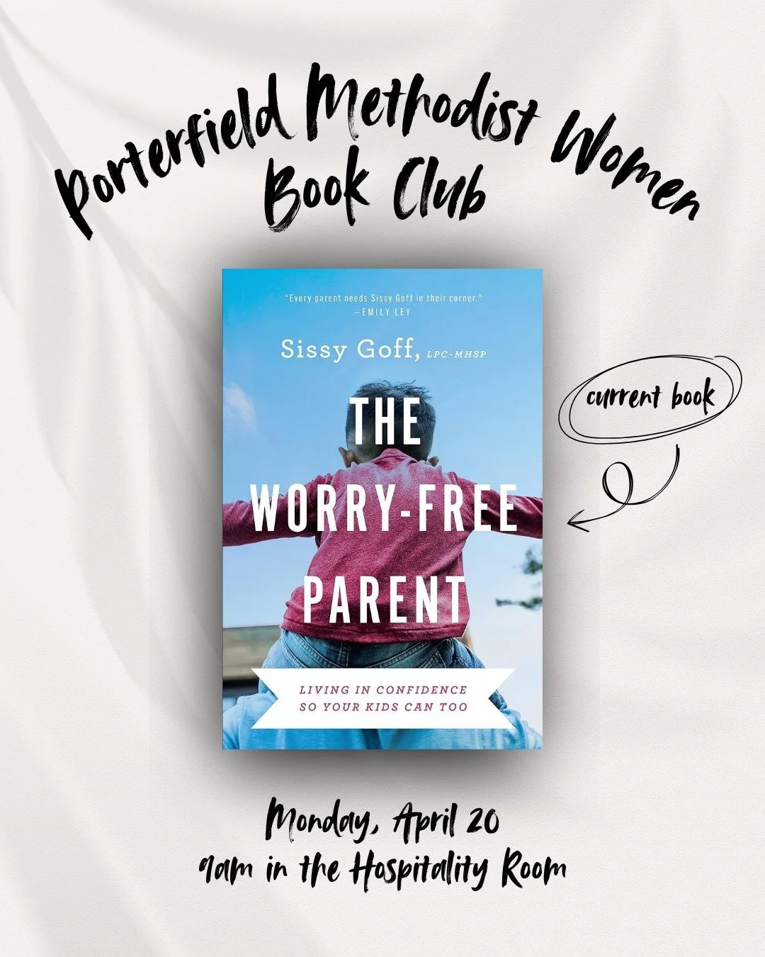 Women of all ages are invited to join the Porterfield Methodist Women Book Club! Come be a part of the conversation on April 20 at 9am in the Hospitality Room.
