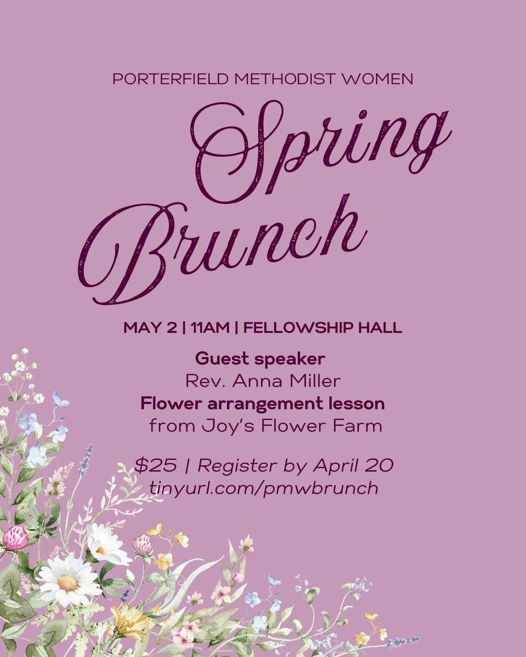 REGISTRATION DEADLINE IS TODAY🚨 Visit tinyurl.com/pmwbrunch to register🌻