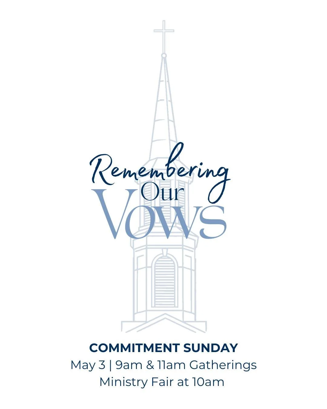 THIS SUNDAY | Come ready with your pledge card (or pick one up on the way in) to remember your vows! We will have our usual 9am &amp; 11am gatherings, with a special Ministry Fair in between at 10am.