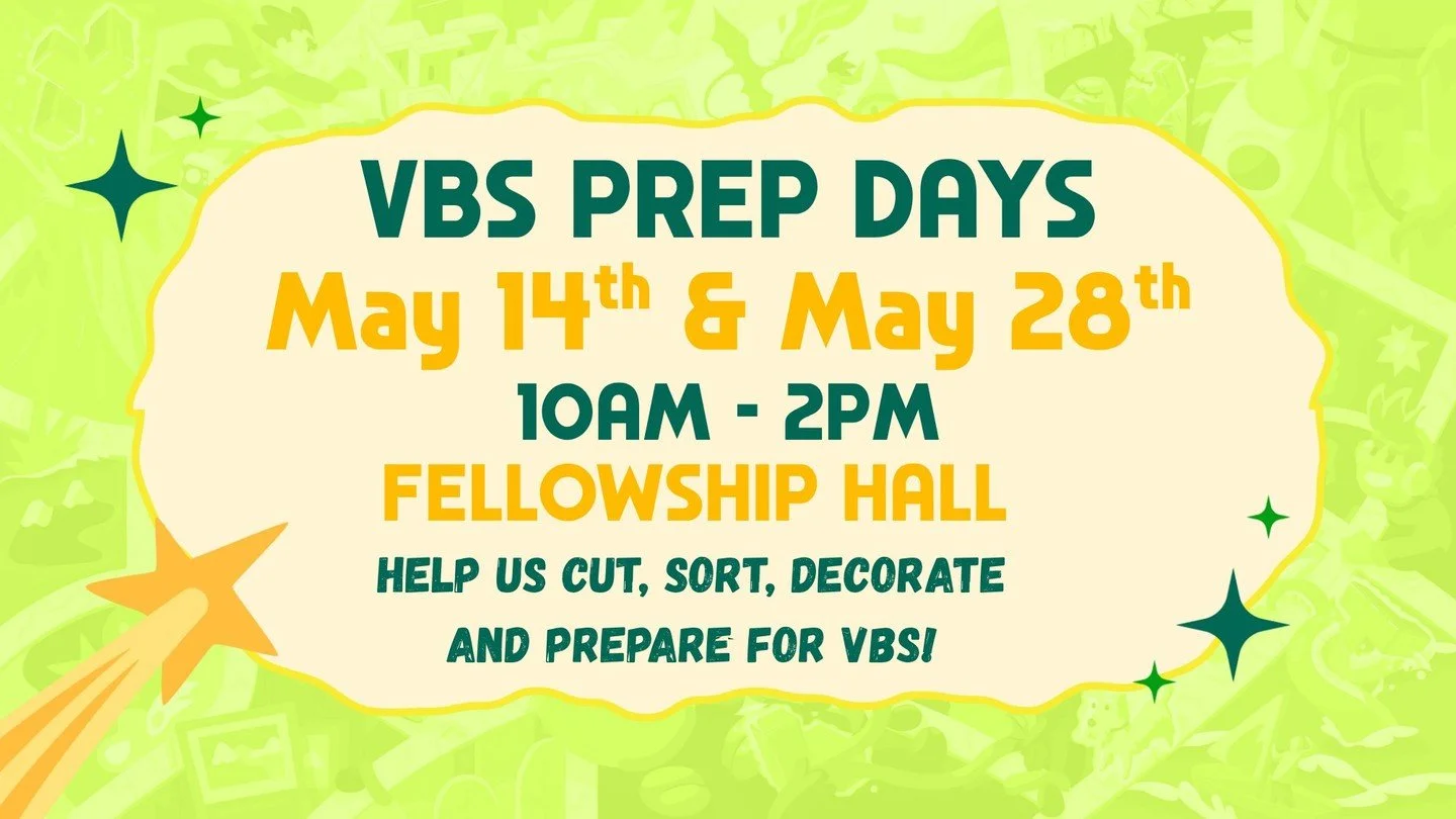 TOMORROW | Our first of two prep days for Vacation Bible School!!! See you there!