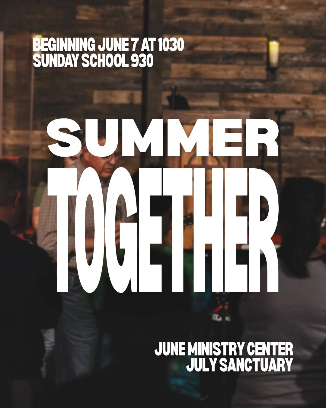 Dooooon't forget! We'll be kicking off our Summer Together tomorrow morning at 10:30am in the Ministry Center, and Sunday School will be at 9:30am!