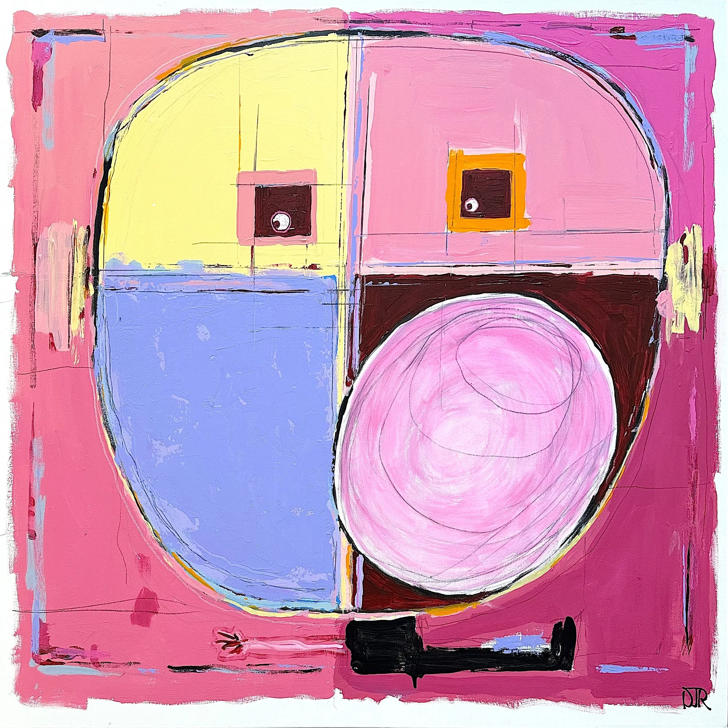 'I chews you' / 40" x 40 x 1.5" / Acrylic and Pencil on Canvas