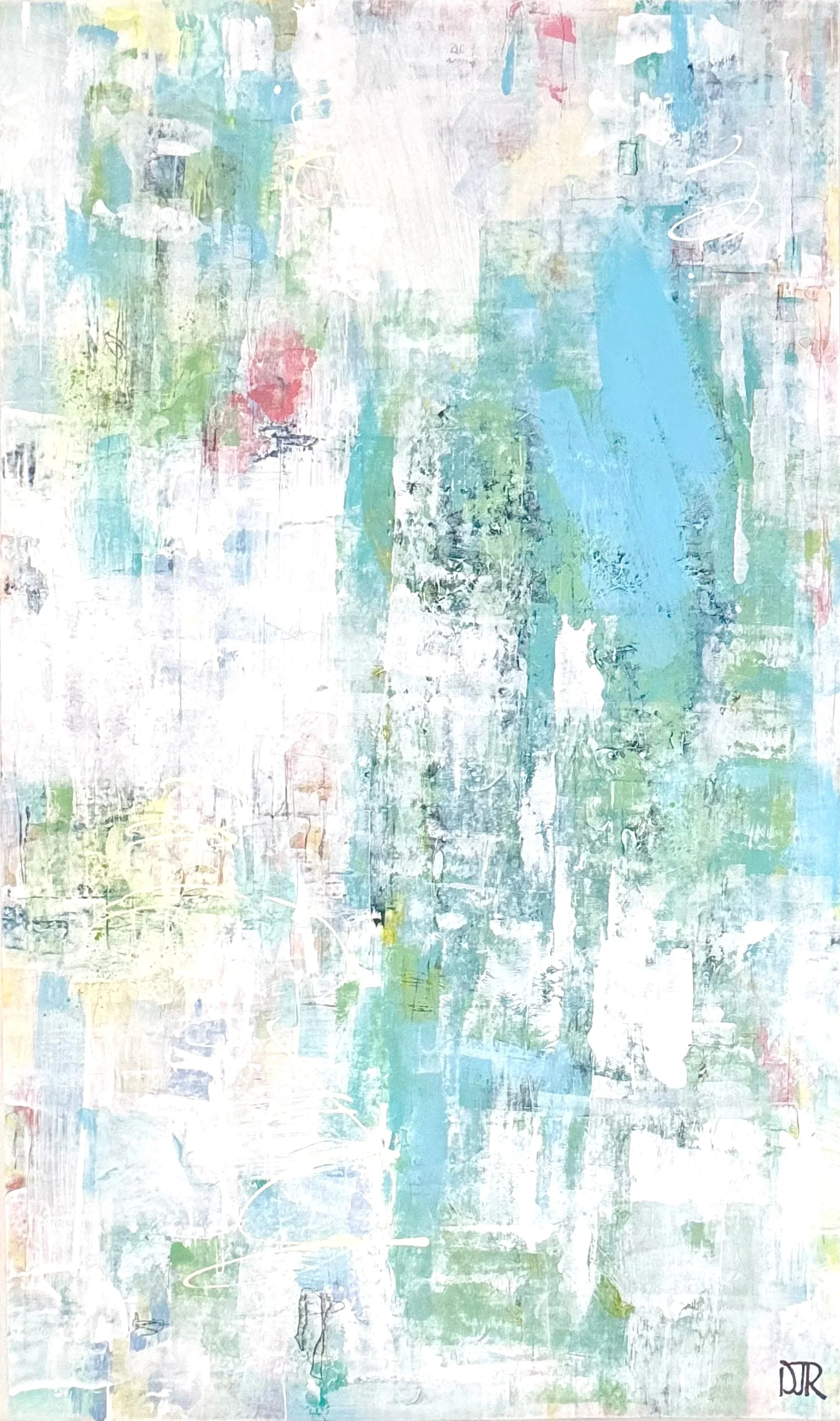 'pale blue and coastal sands' /  60” x 36” / Acrylic on Mylar backed on Gesso Canvas