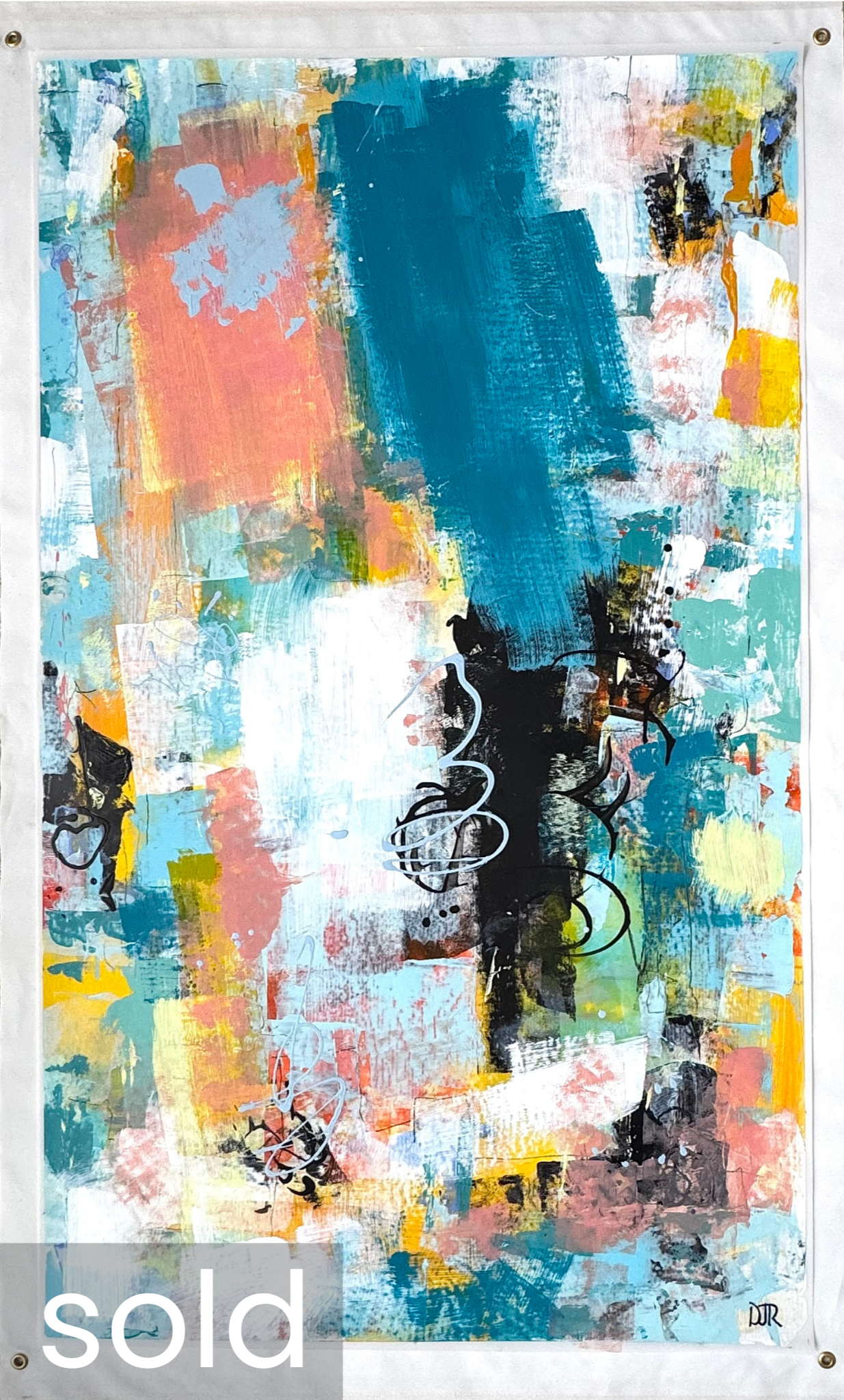 SOLD - 'warhola coral 2' /  60” x 36” / Acrylic on Mylar backed on Gesso Canvas