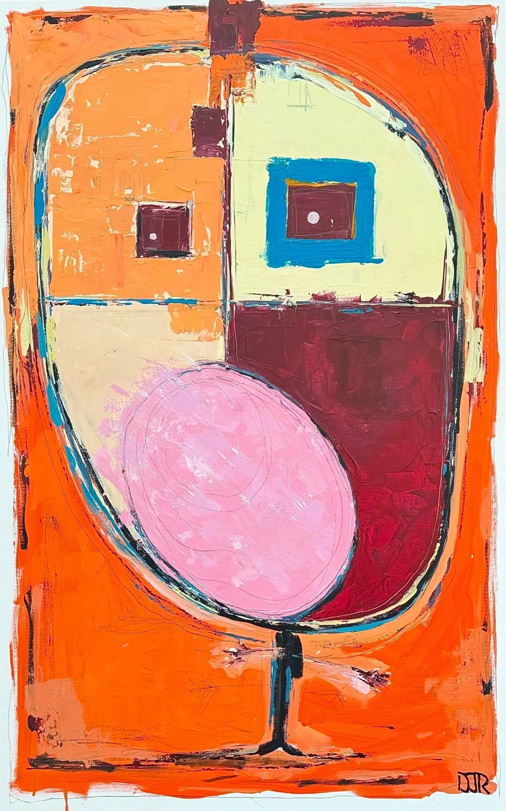 'hubba bubba' / 48" x 30 x 1.5" / Acrylic and Conte Pencil on Canvas