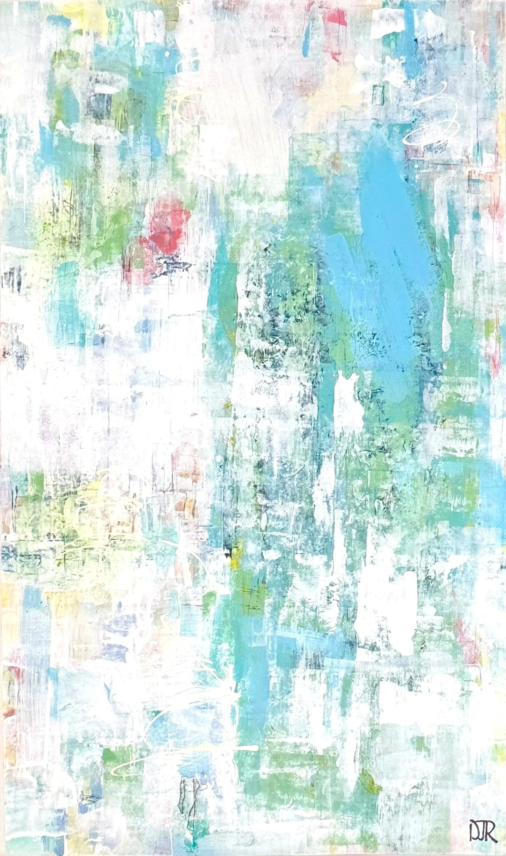 'pale blue and coastal sands' /  60” x 36” / Acrylic on Mylar backed on Gesso Canvas/ Aldecor Gallery Naples, FL