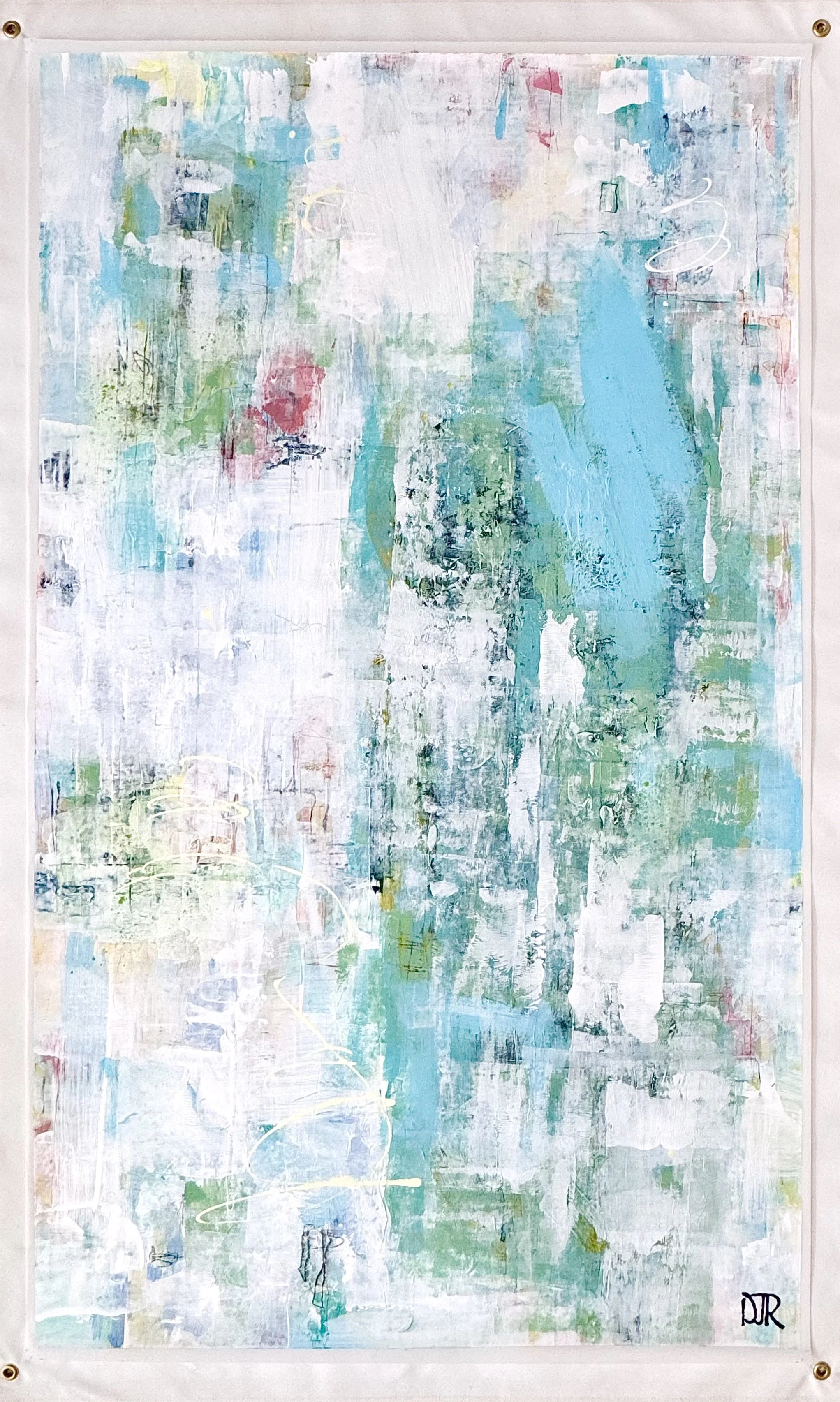 'pale blue and coastal sands' /  60” x 36” / Acrylic on Mylar backed on Gesso Canvas