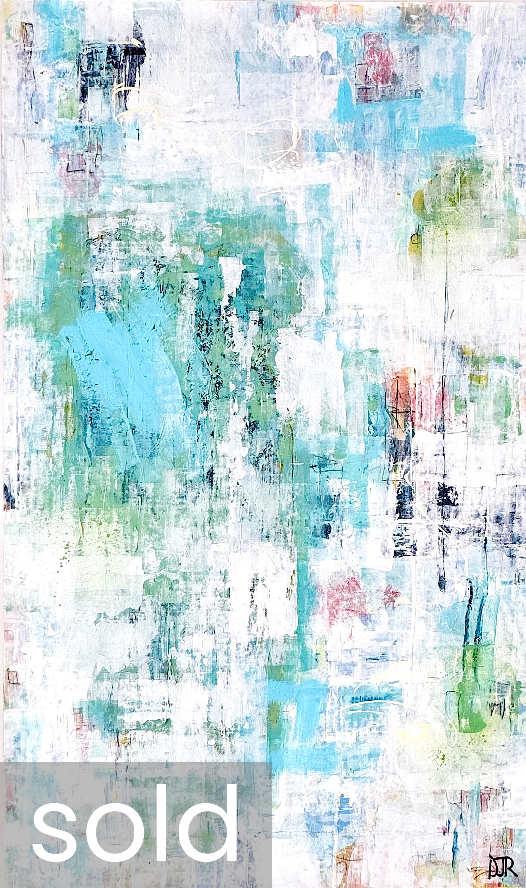 SOLD - 'ocean's blues' /  60” x 36” / Acrylic on Mylar backed on Gesso Canvas