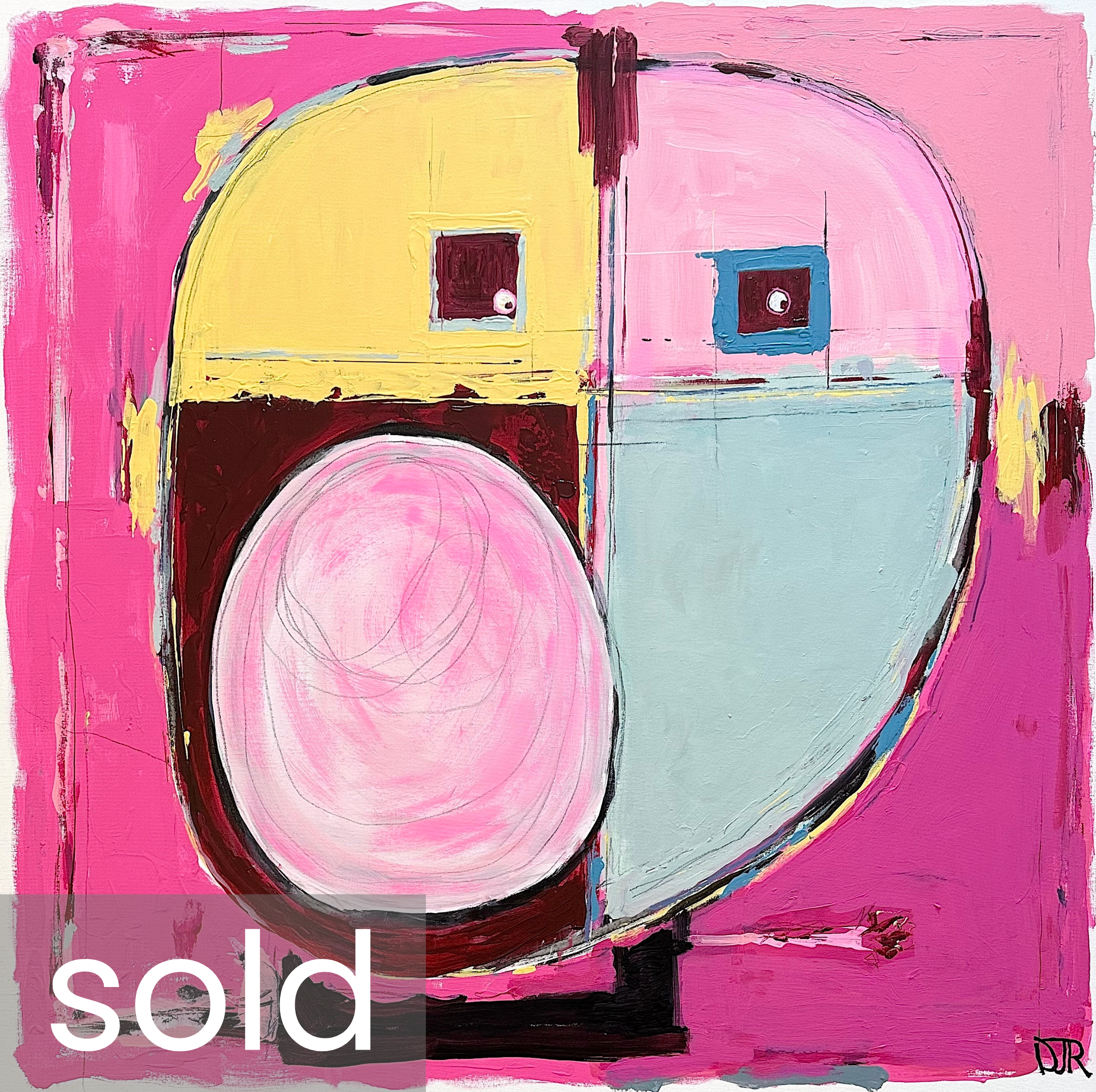 SOLD - 'icky sticky' / 40" x 40 x 1.5" / Acrylic and Pencil on Canvas