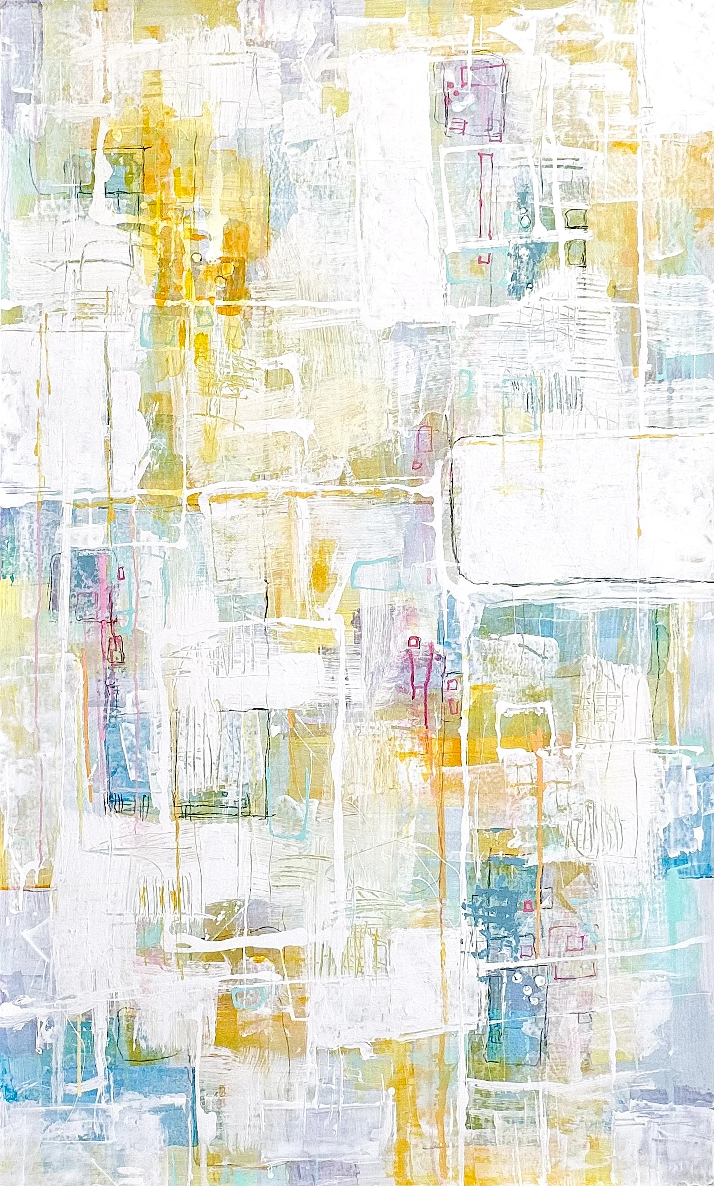 ‘after the sun slips’ / 60” x 36” / Acrylic and Black Pencil on Mylar 